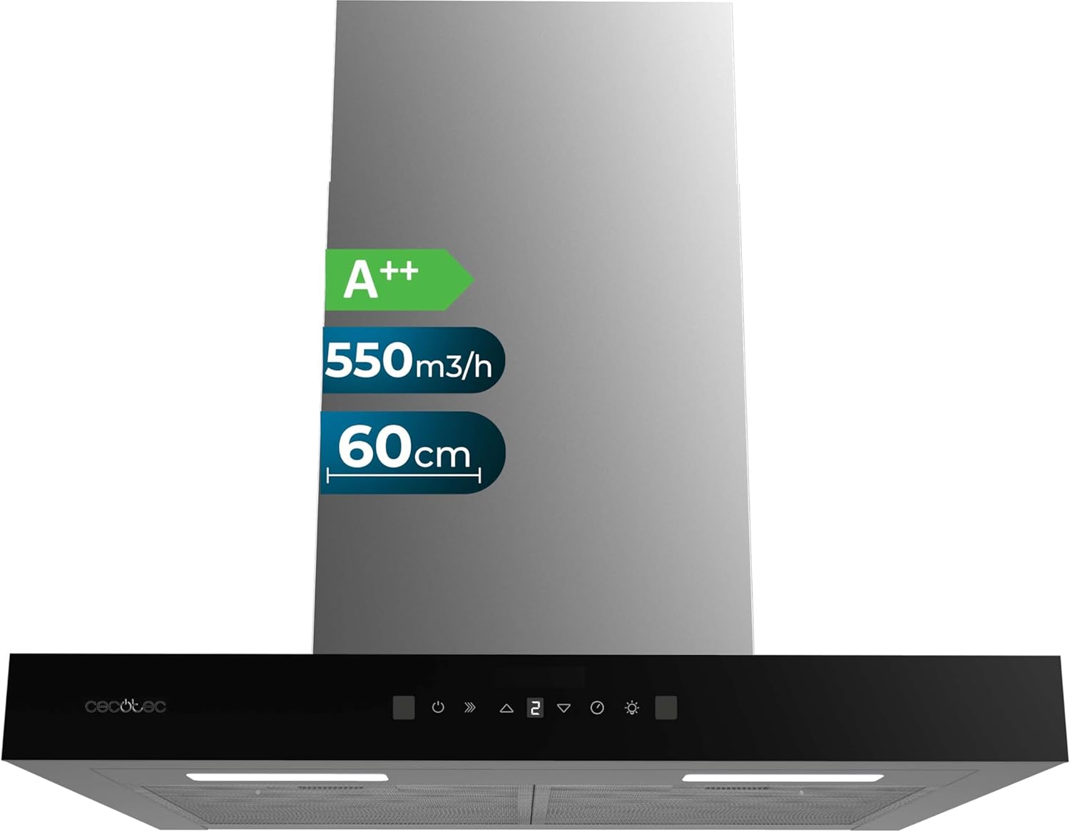 Cecotec Cappa Aspirante 60 cm Flux TT 605500 Glass Black A++ - immagine 1