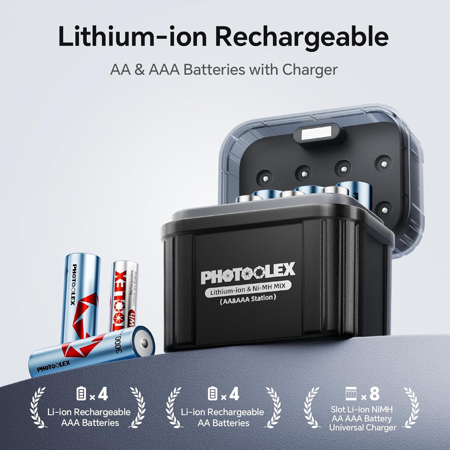 Photoolex Batterie Ricaricabili AA e AAA al Litio 1.5V - immagine 2