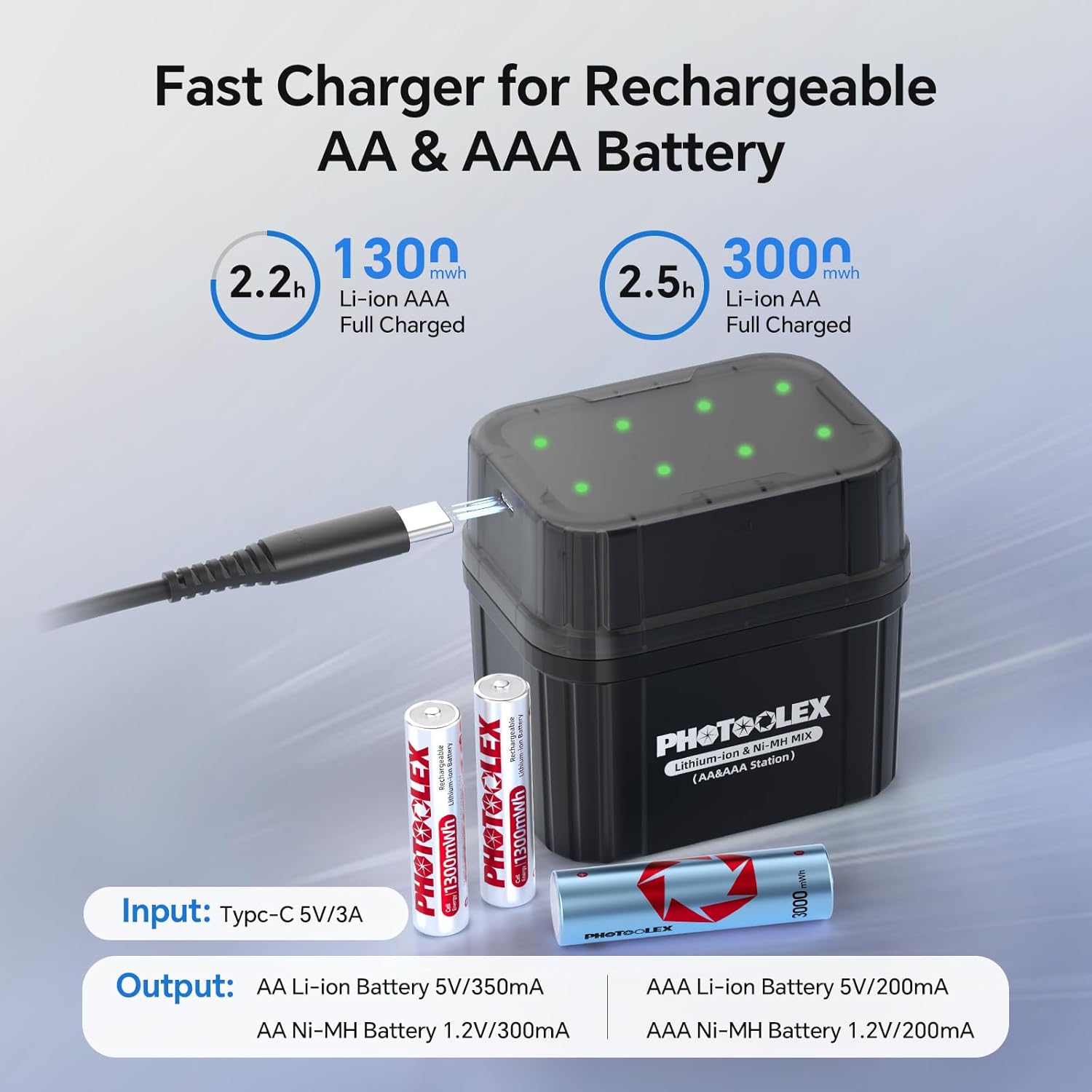 Photoolex Batterie Ricaricabili AA e AAA al Litio 1.5V - immagine 5