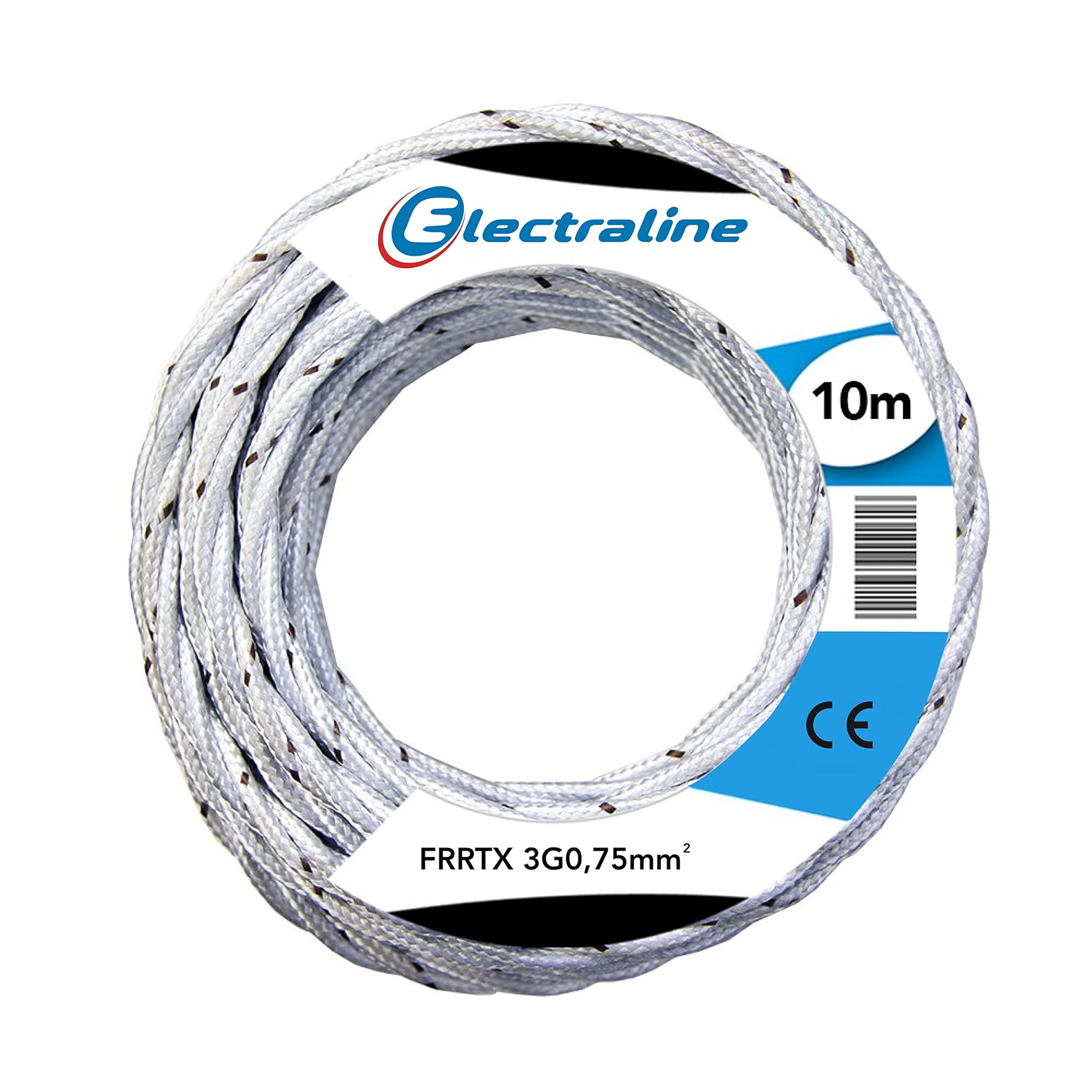 Electraline 16806 Cavo Tessile FRRTX, Sezione 3G0.75 mm, 10 mt, Bianco