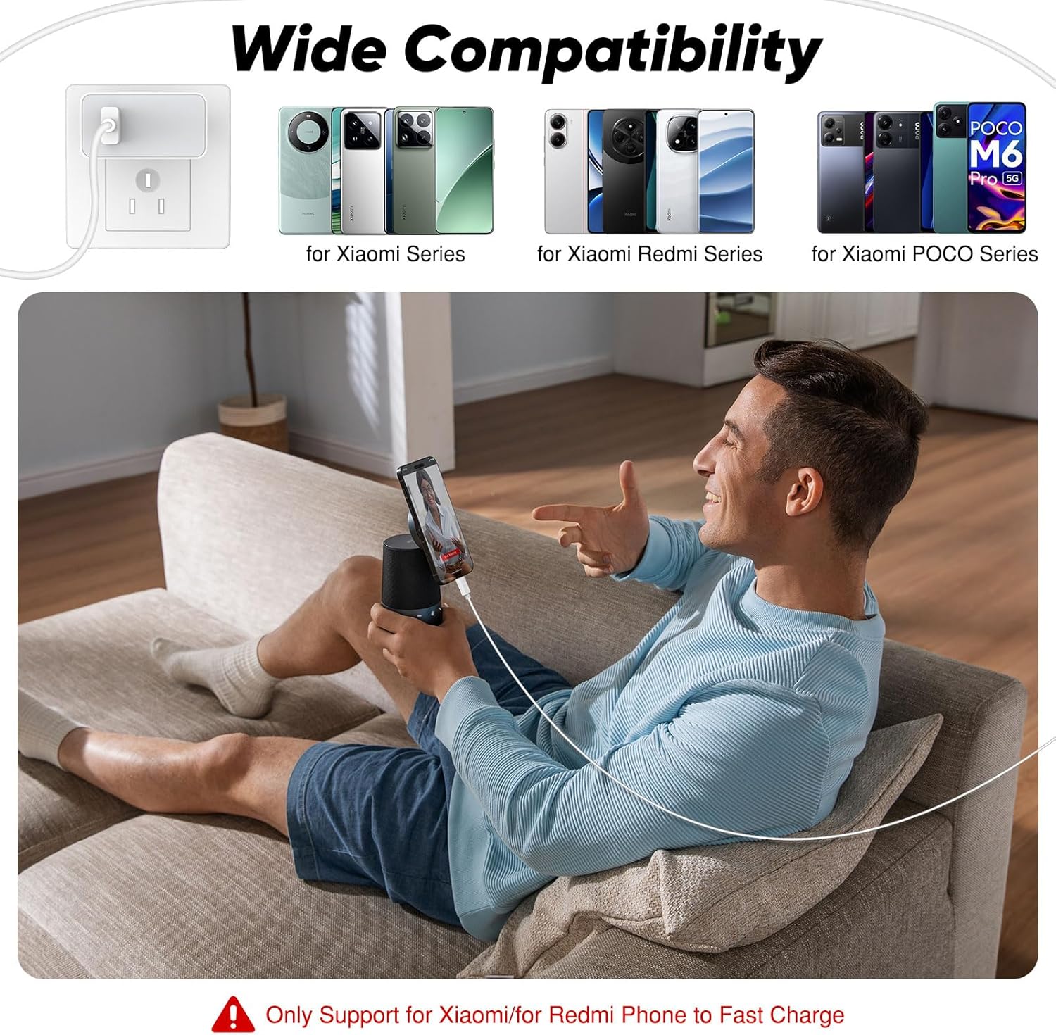 Caricatore Turbo 90W con Cavo USB C 2M per Xiaomi - immagine 6