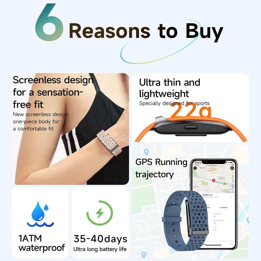 Elprico Banda Fitness Tracker Senza Schermo, Black - immagine 2