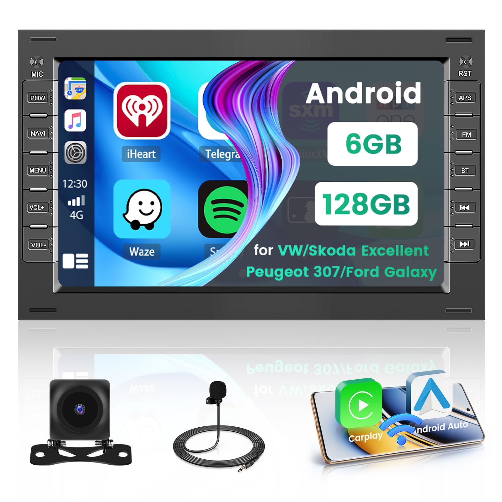 Hikity Android 15 Autoradio 7" Touch Screen per VW Passat