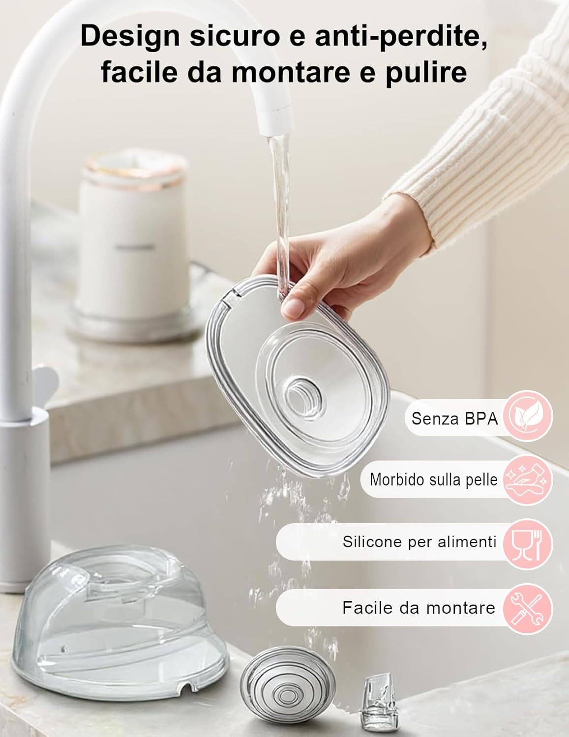 Tiralatte Elettrico Indossabile Doppio, Rosa - immagine 7