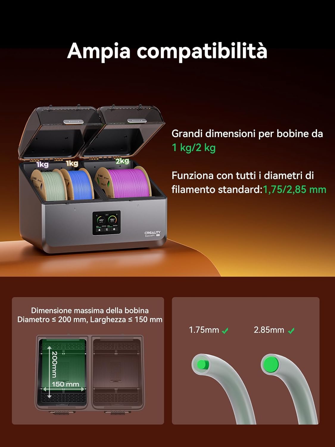 Creality Space Pi X4 Filamento Dryer per 4 Bobine - immagine 4