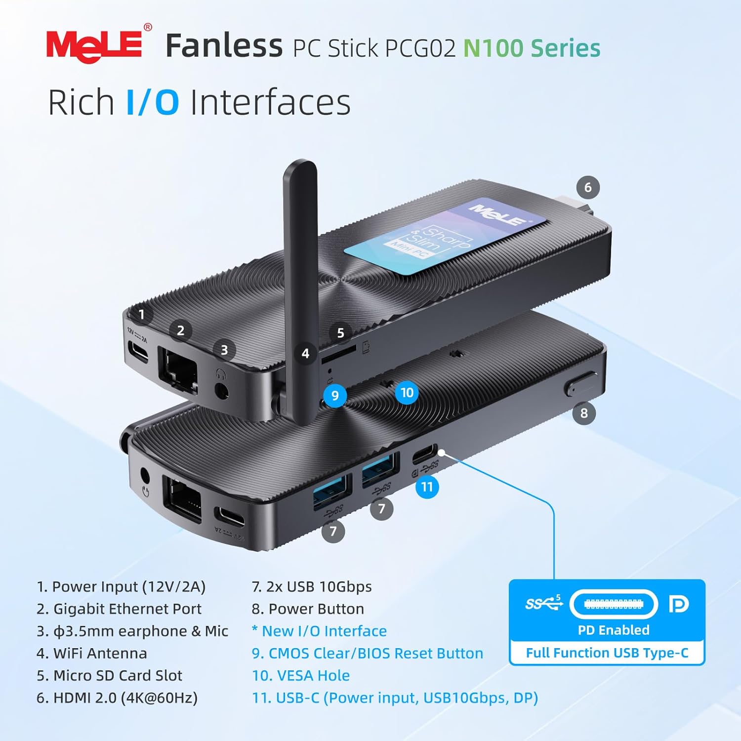Mele PCG02 N100 Mini PC Stick USB-C Fanless - immagine 5