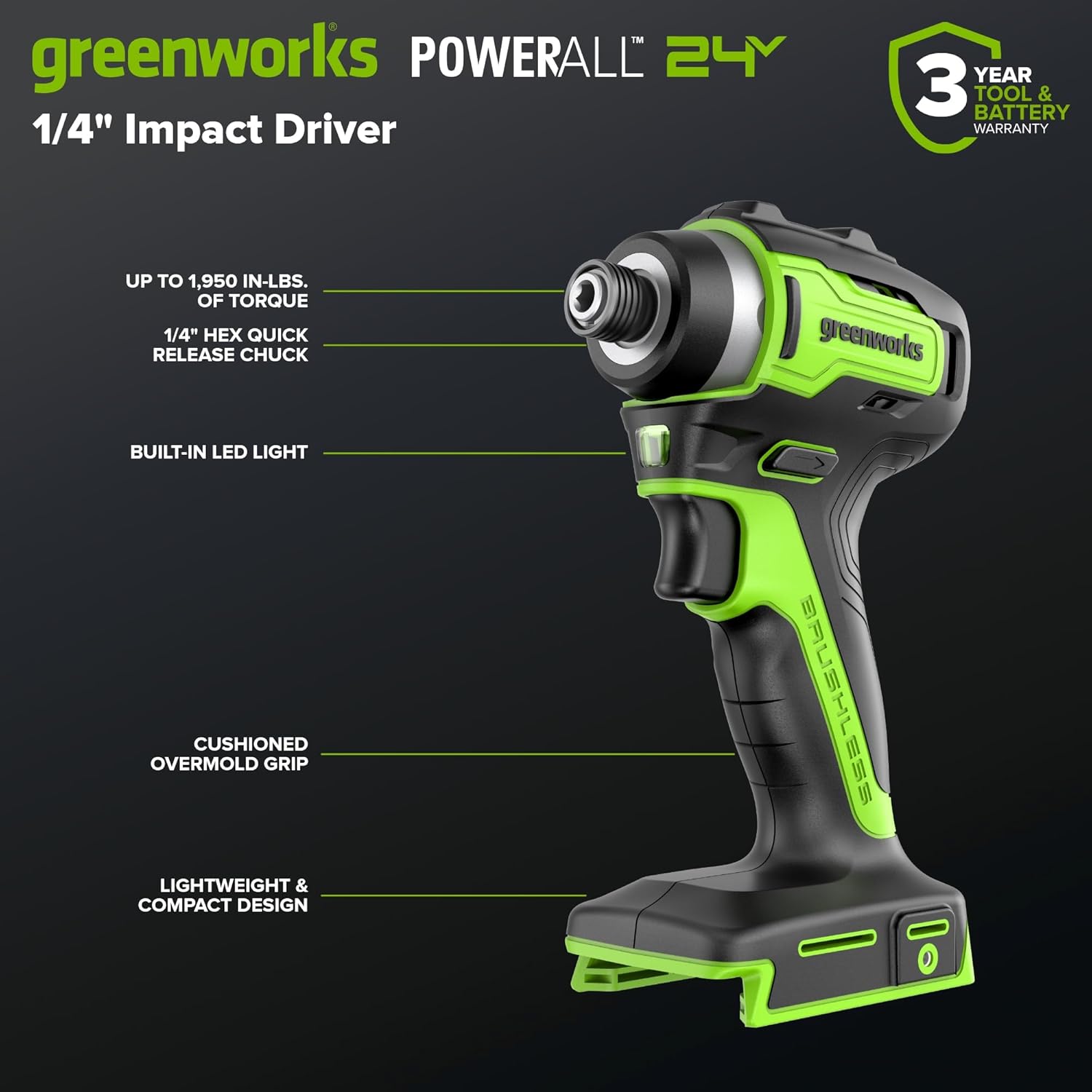 Greenworks 24V Trapano Avvitatore a Batteria Brushless - immagine 7