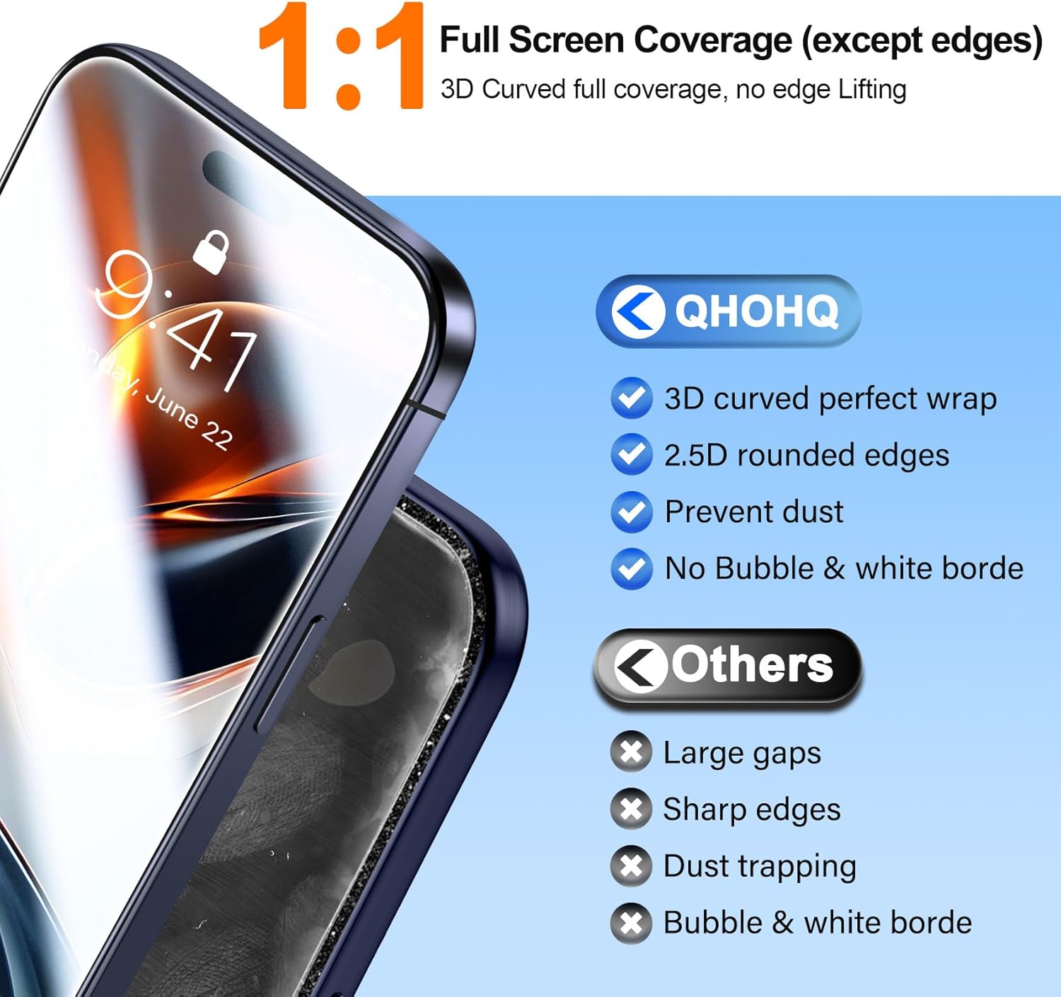 Qhohq 3 Pezzi Vetro Temperato per iPhone 17 Pro - immagine 5