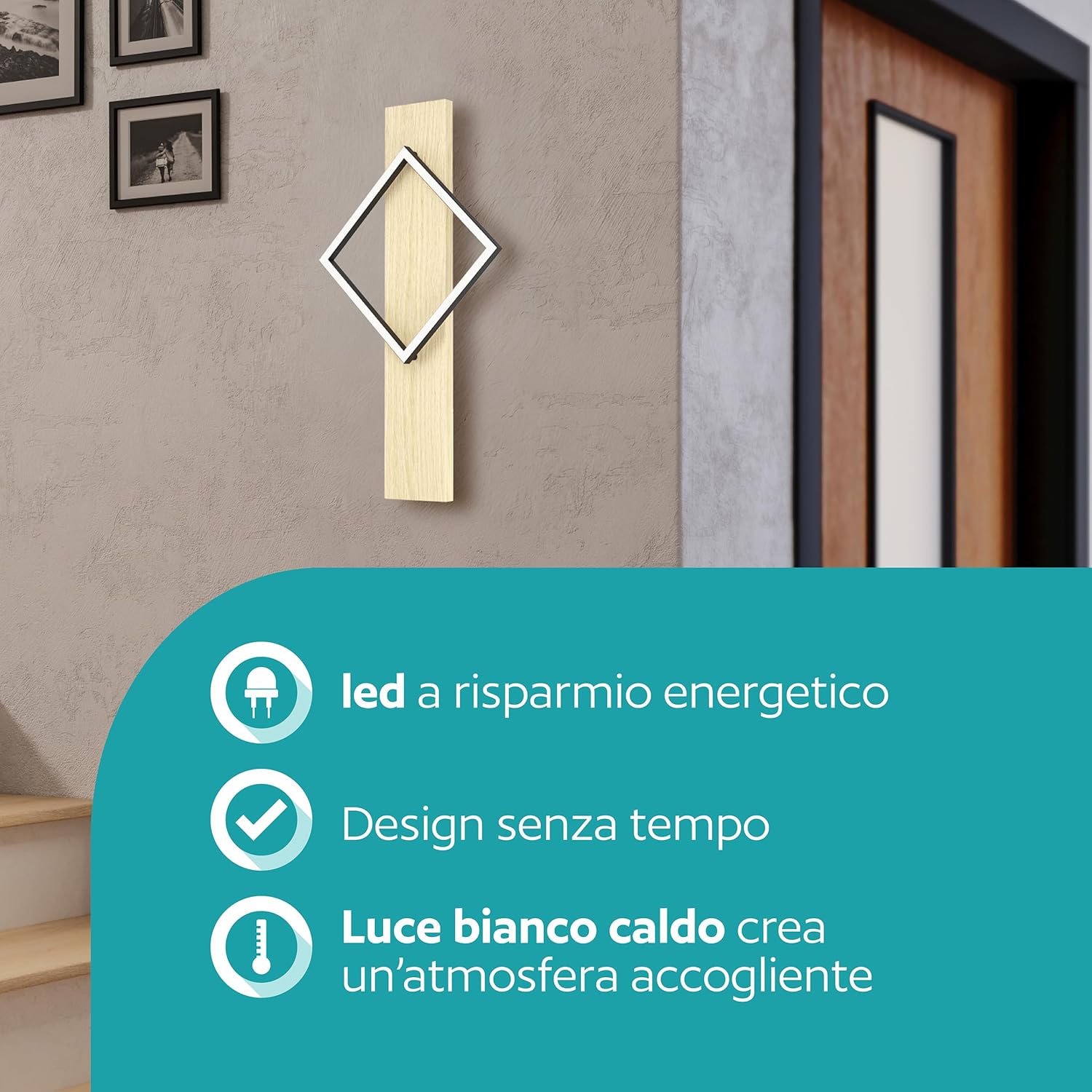 Eglo Boyal - Lampada da Parete LED Interni 56cm - immagine 2