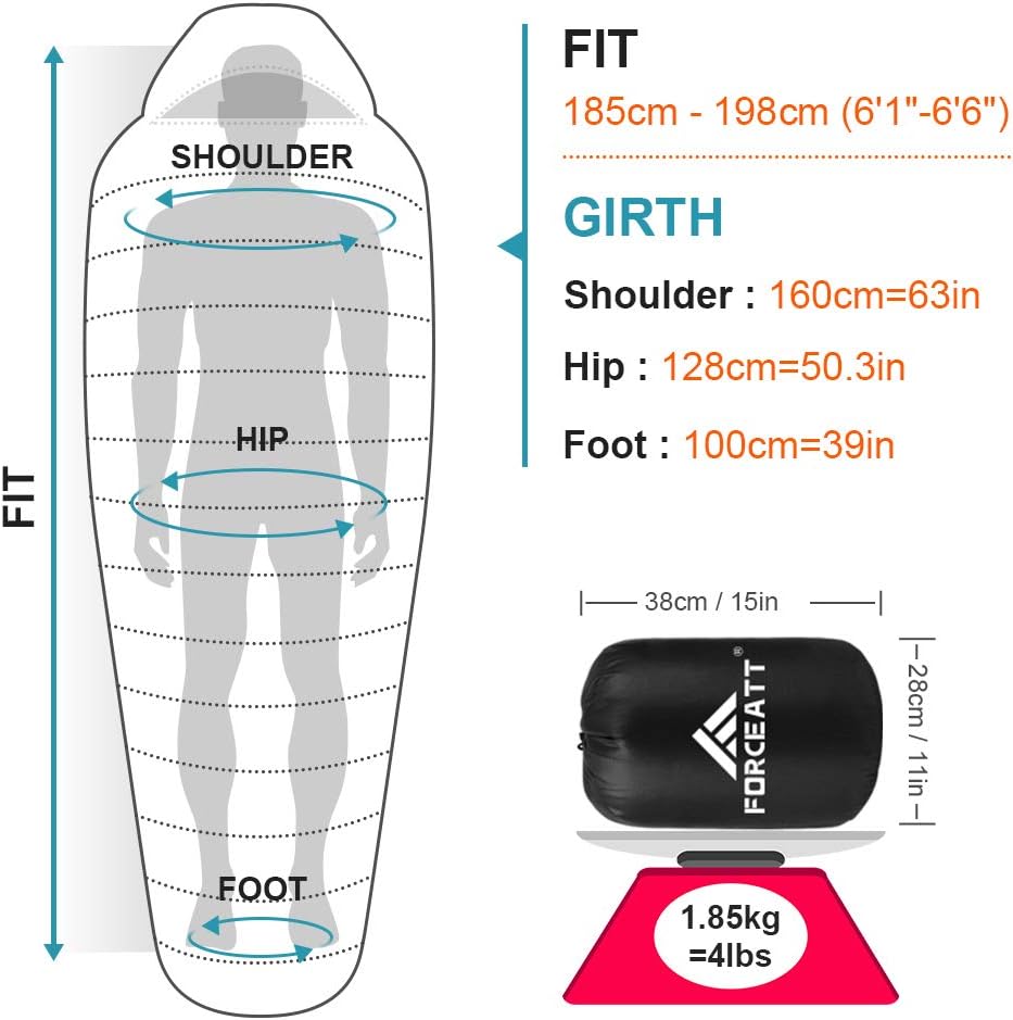 Forceatt Sacco a Pelo Mummia 0℃-20℃ con Cappuccio - immagine 3