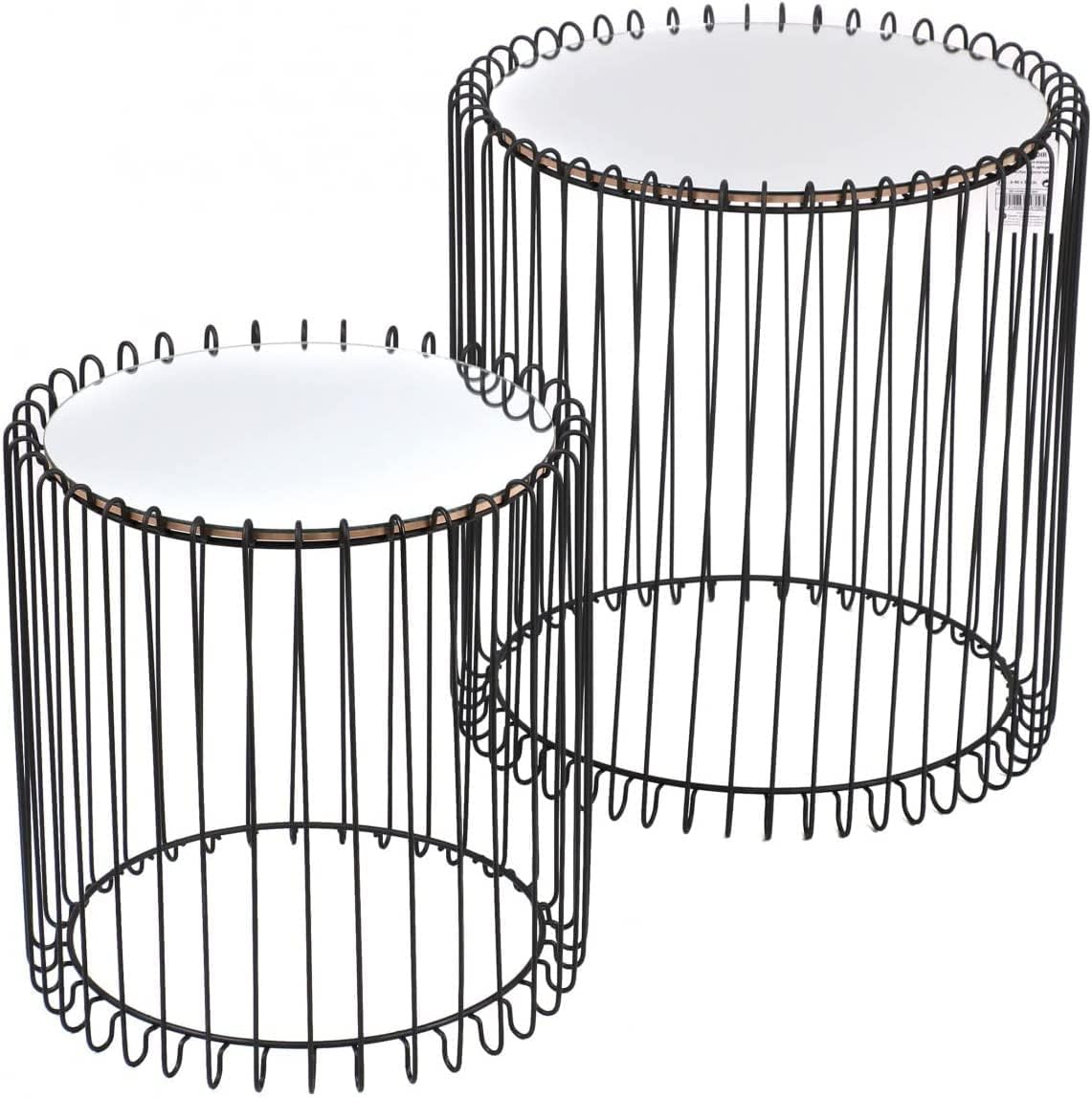 Fornord Set di 2 TAVOLI Specchio, Metallo, Nero, Normal