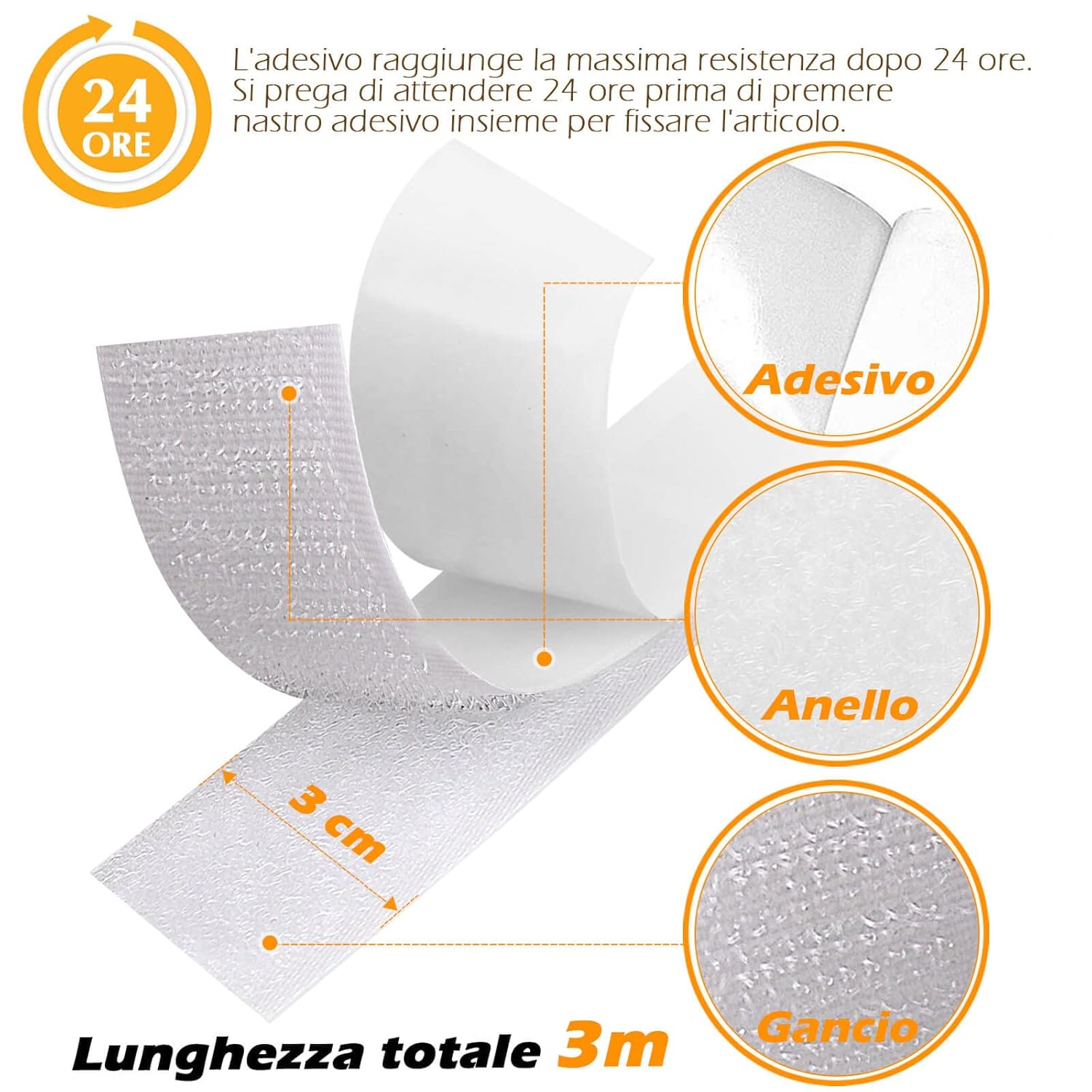 Blooven Nastro Adesivo Autoadesivo Forte 30mm x 3m, Bianco - immagine 3