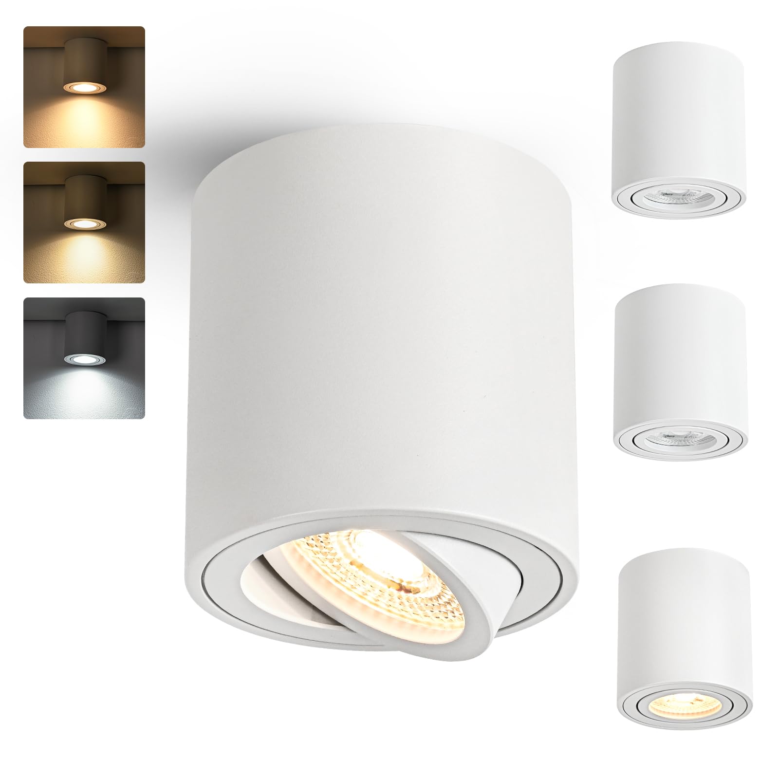 Gleonlux Faretto da Soffitto LED Orientabile Bianco (4 pz)