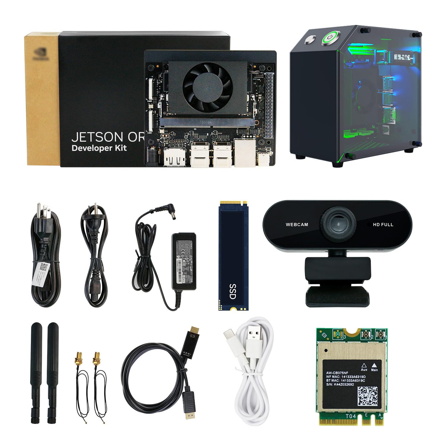 Yahboom Jetson Orin Nano 8GB Super Development Board Kit 67TOP, with Jetson Case, RGB Cooling, USB Microphone Camera, Electronic Kit (Orin Nano 8GB Off Mini PC Kit)