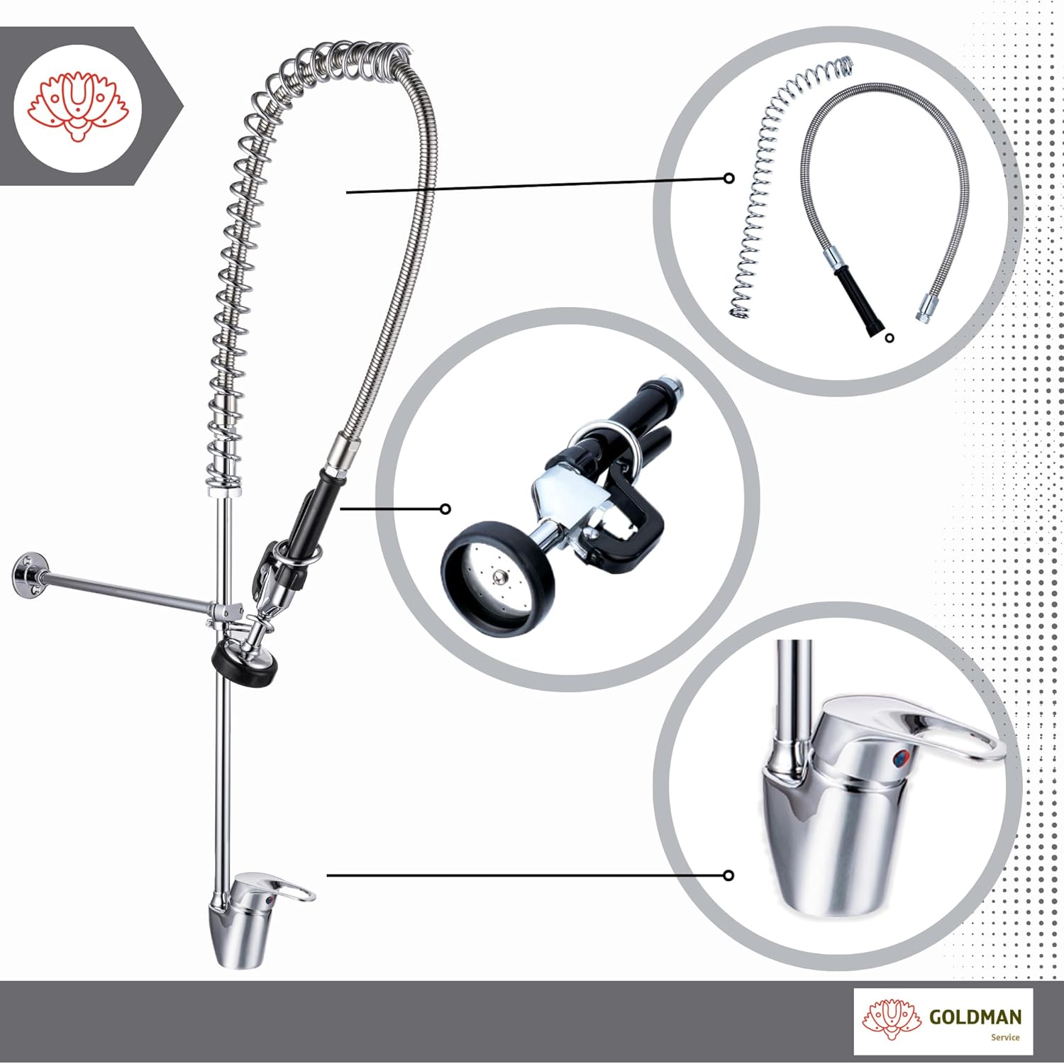 Rubinetto Industriale Monocomando con Doccetta Estensibile - immagine 2