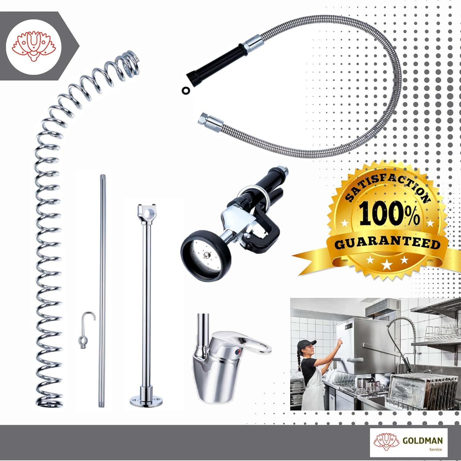 Rubinetto Industriale Monocomando con Doccetta Estensibile - immagine 6