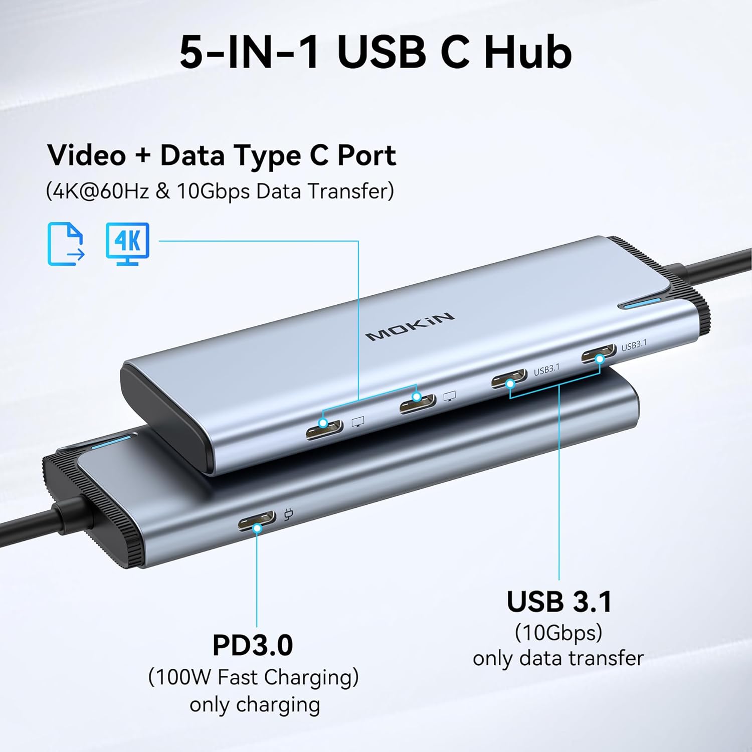 Mokin USB C Hub Multiport 5 in 1 - immagine 2