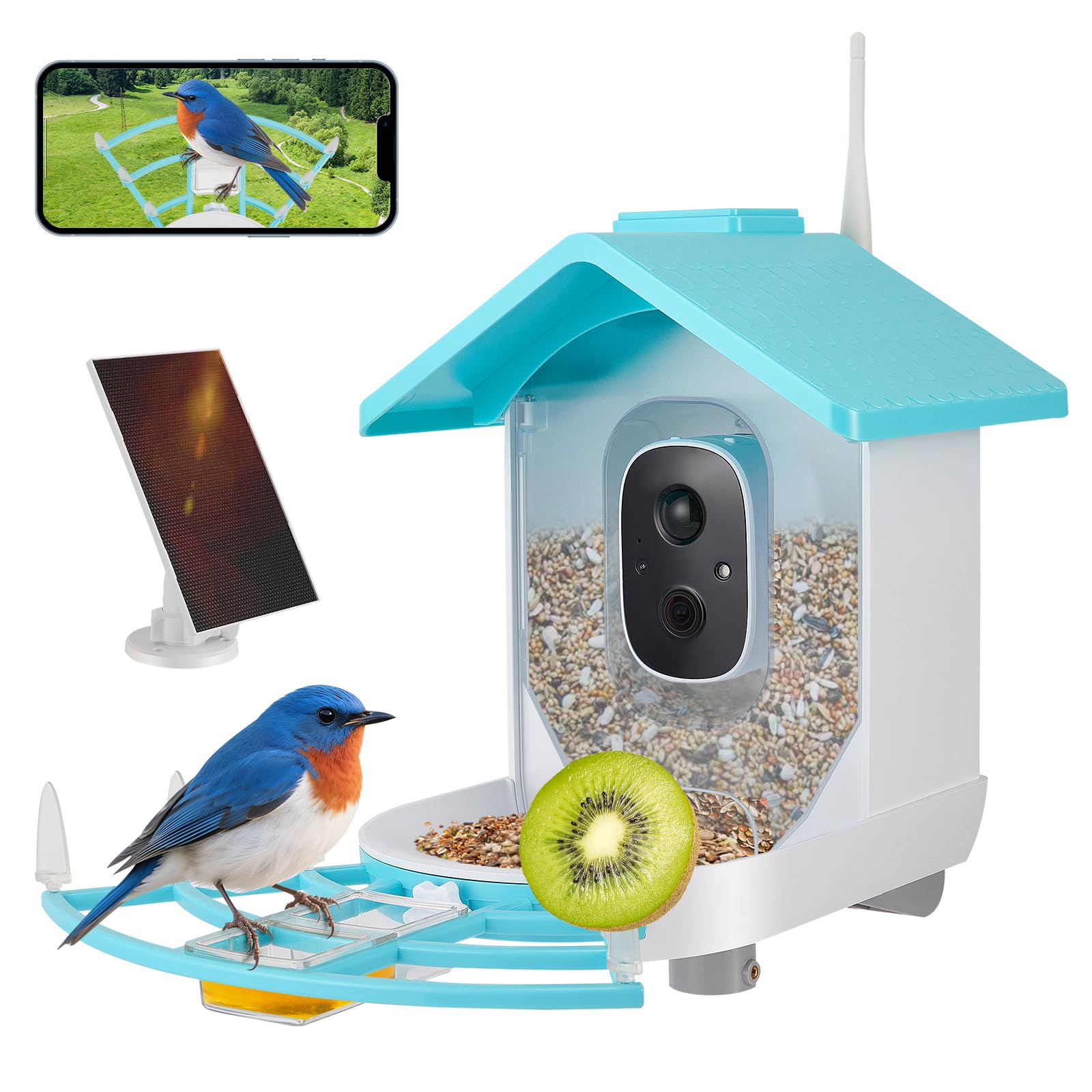 Stazione Mangiatoia per Uccelli con Fotocamera Solare
