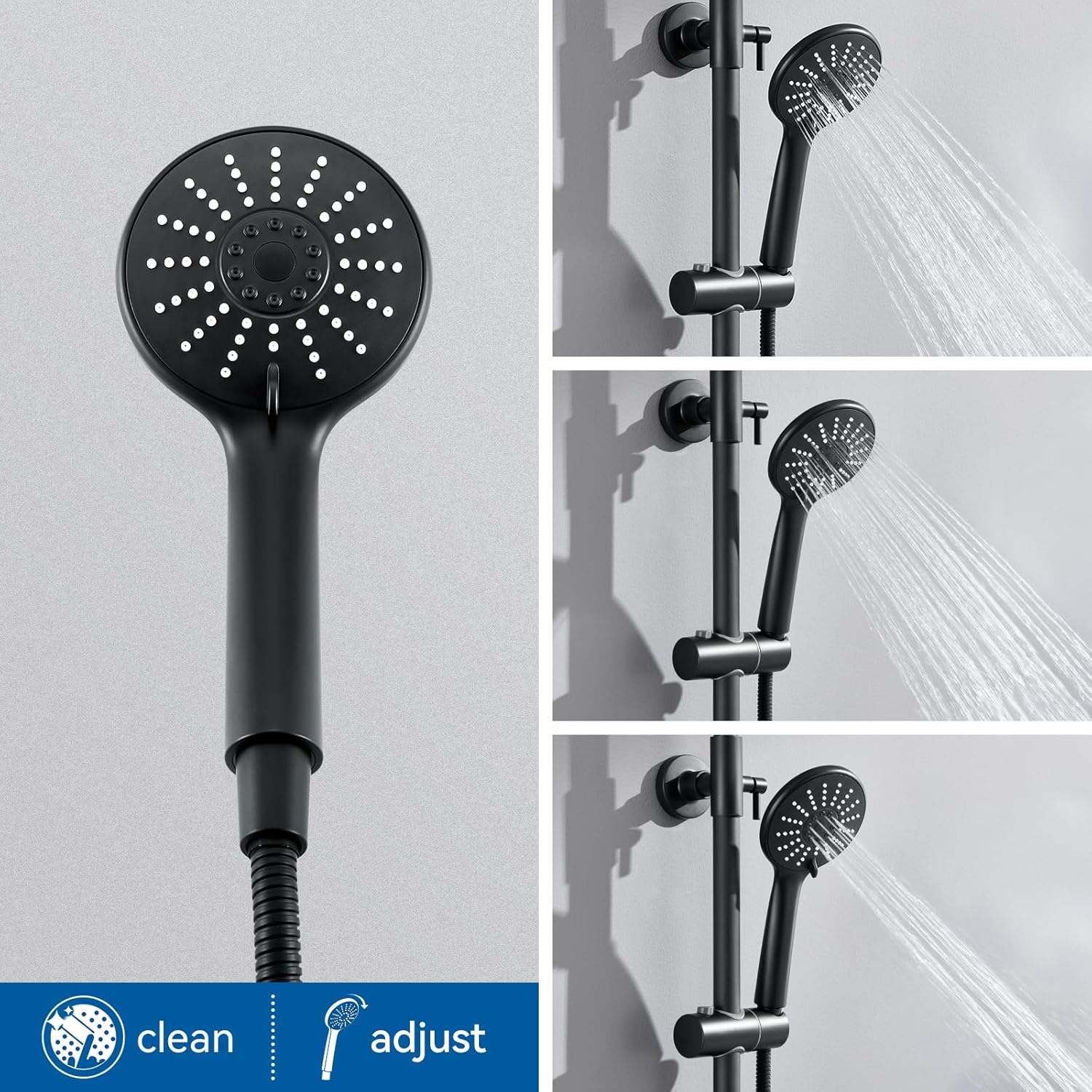 Colonna Doccia con Miscelatore Termostatico, Nero - immagine 4