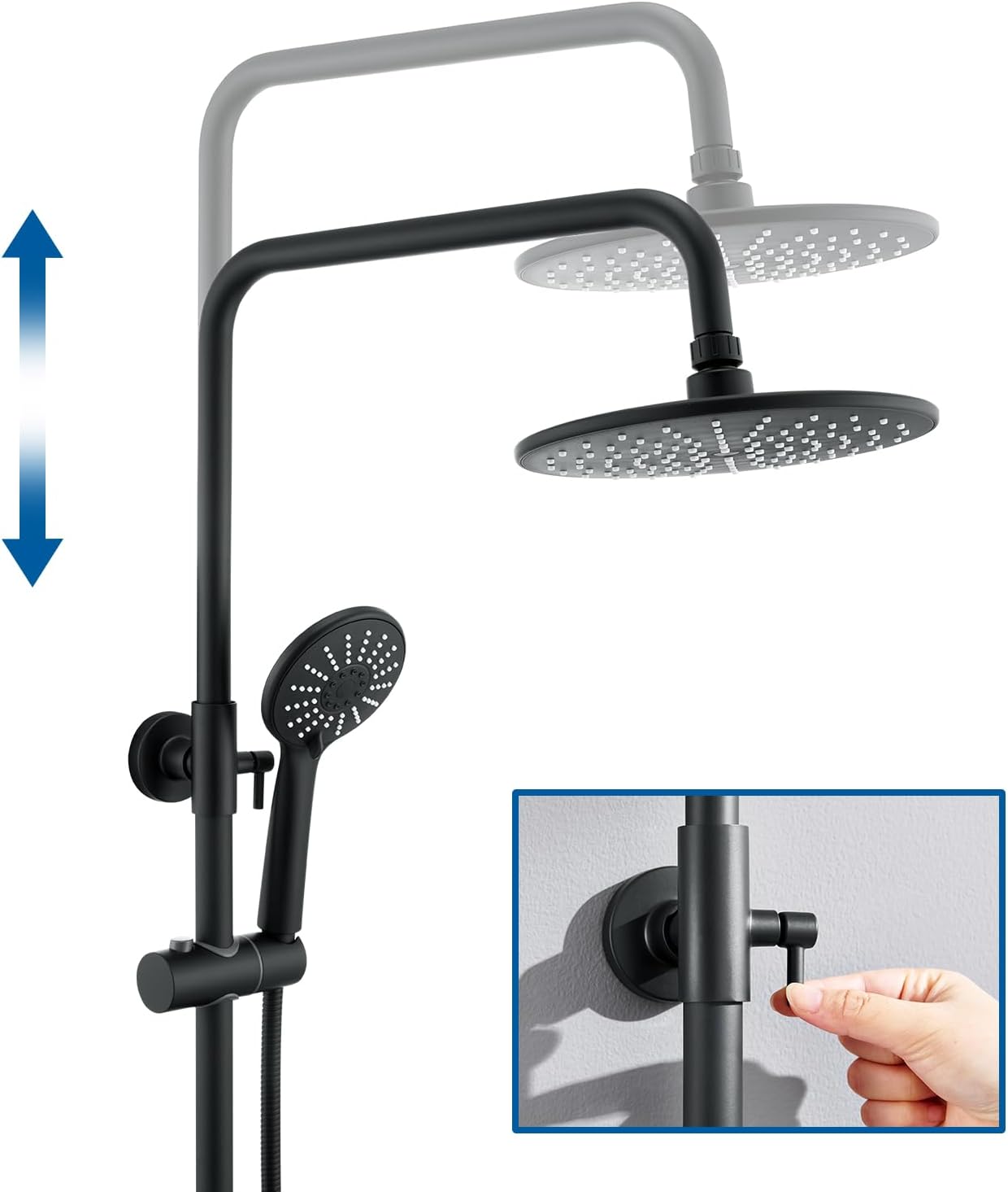 Colonna Doccia con Miscelatore Termostatico, Nero - immagine 5