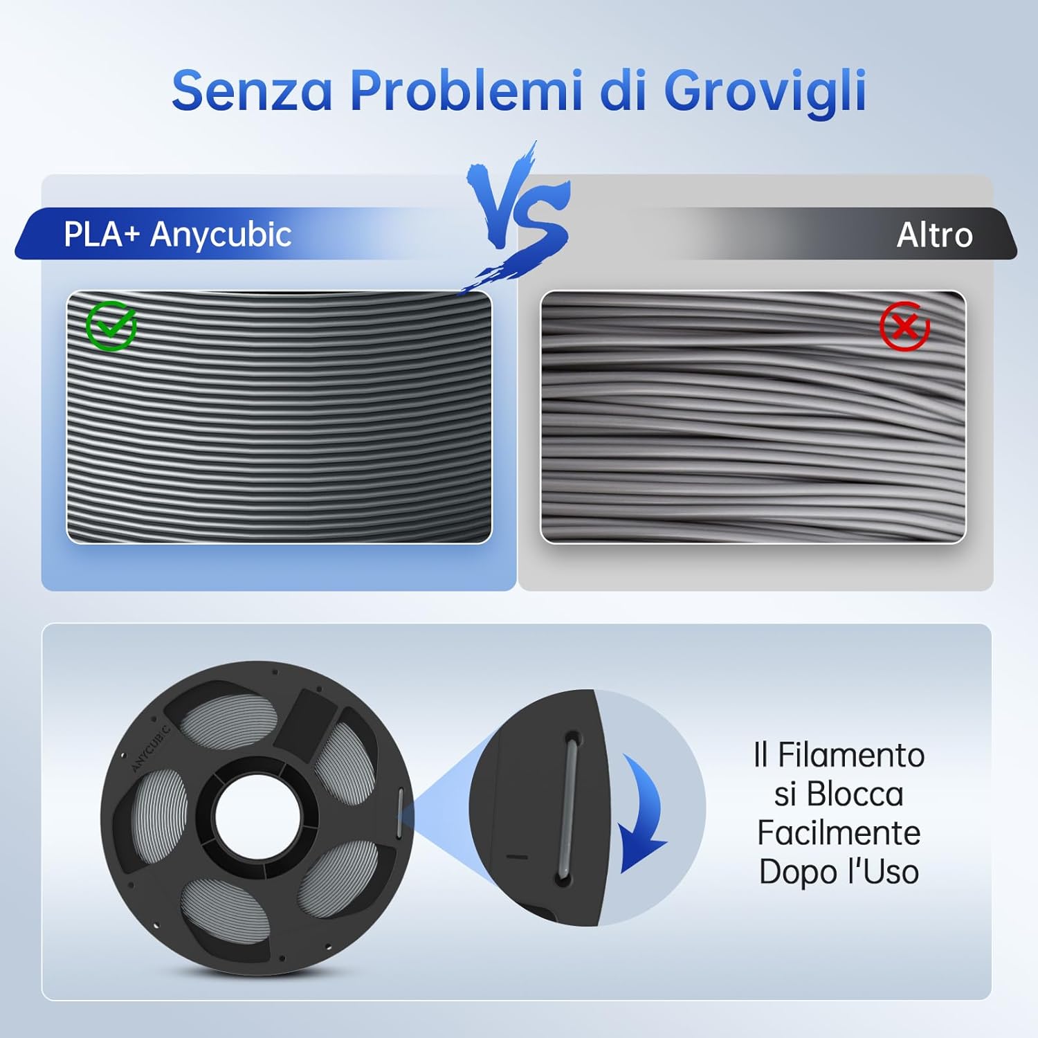 Anycubic PLA+ Filamento 1.75mm Grigio 6KG - immagine 6