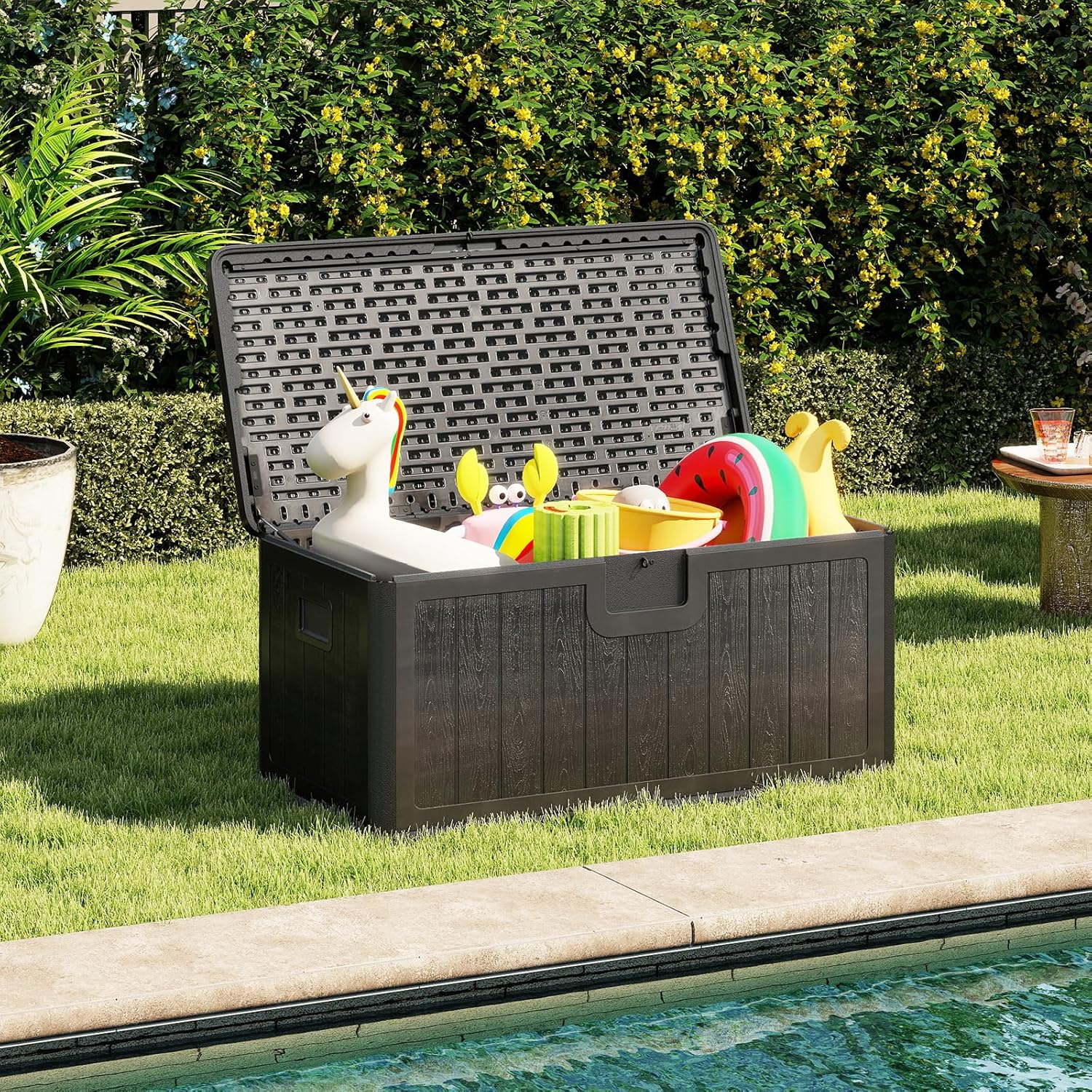 Goplus Baule da Giardino Esterno HDPE 378L, Nero - immagine 8