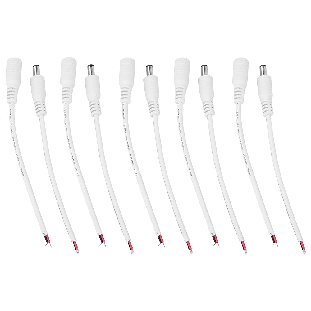 5 Paia 5.5X2.1mm Maschio Femmina Femmina Connettore di Alimentazione a Barilotto Bianco, Connettori di Alimentazione a Barilotto Cc Alimentazione Spina a Barilotto