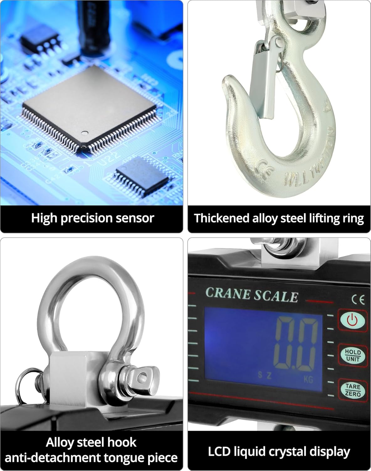 Qwork® Bilancia Sospesa Digitale 1000kg - immagine 3