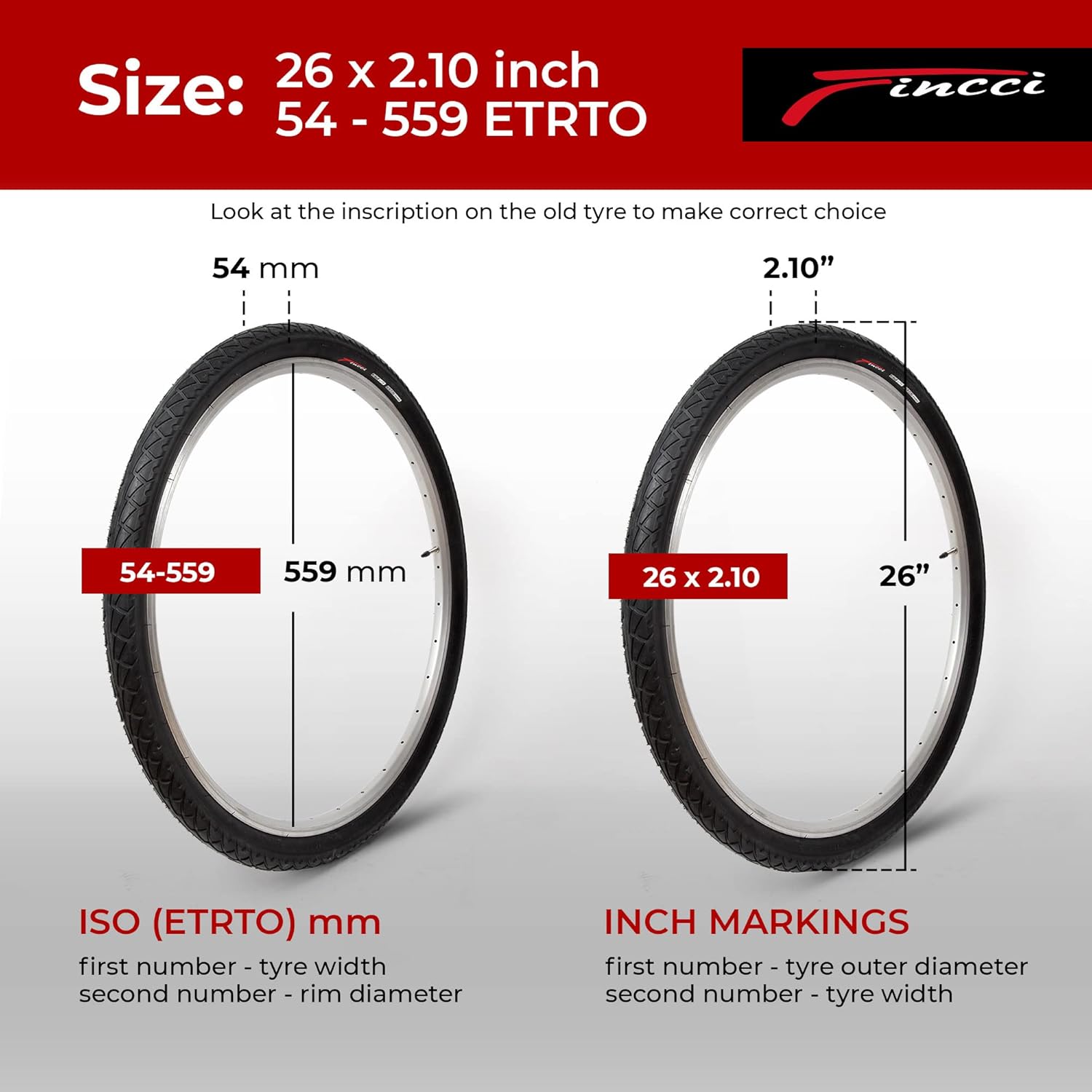 Fincci Pneumatico Copertone Slick 26 x 2,10 Pollici - immagine 2