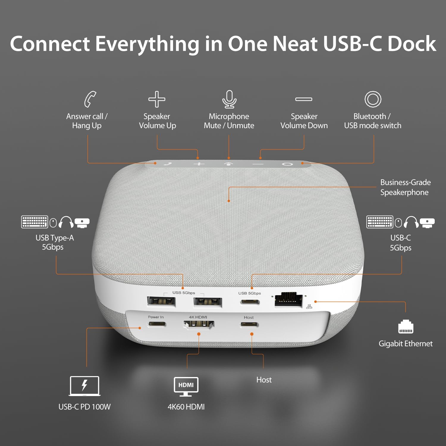 J5create Dock Vivavoce USB-C 4K - Dock Audio All-in-One - immagine 2