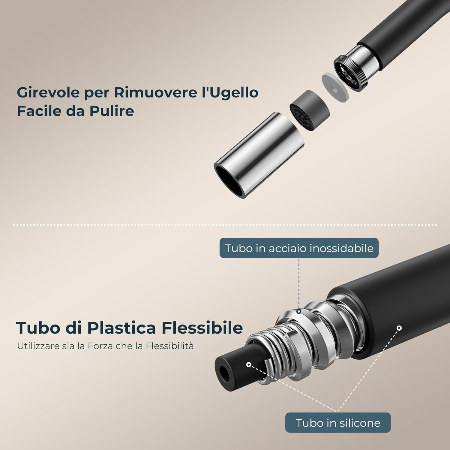 Forious Miscelatore Cucina Flessibile Acciaio Inox, Cromo - immagine 4