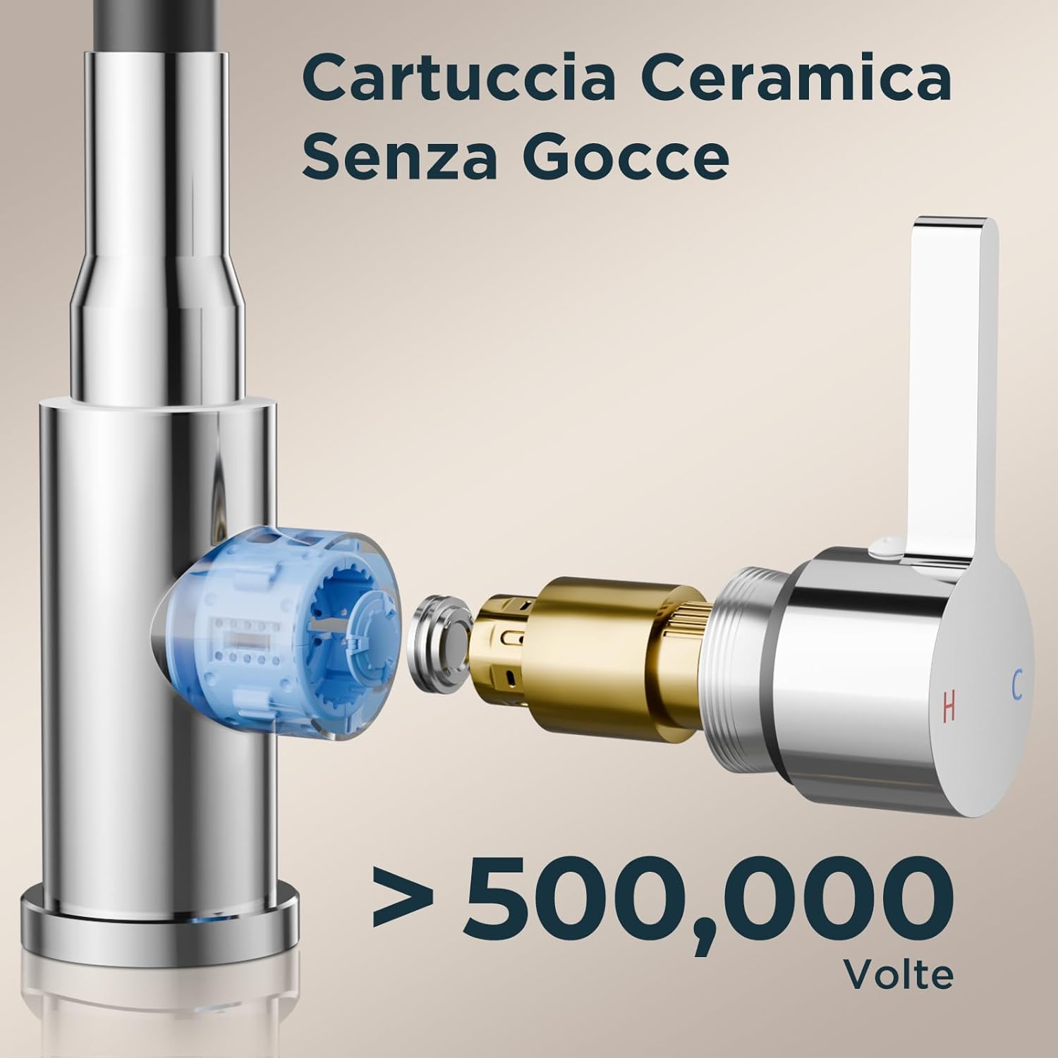 Forious Miscelatore Cucina Flessibile Acciaio Inox, Cromo - immagine 5