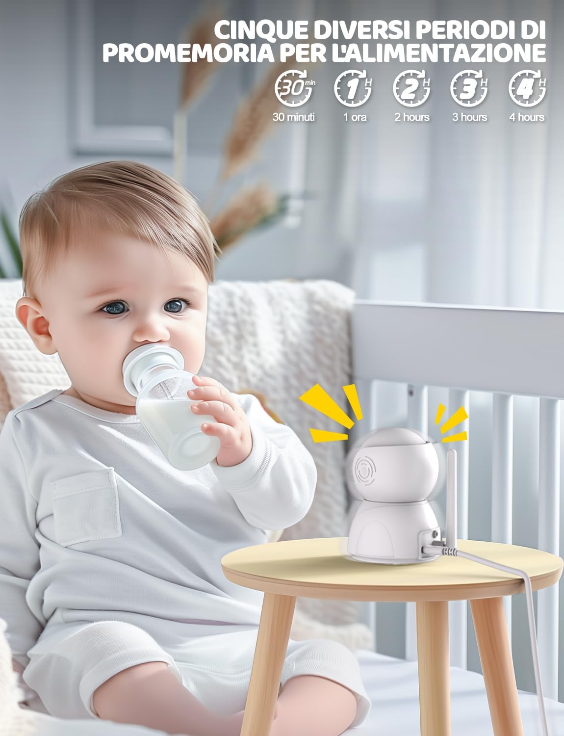 Burnnove Baby Monitor Video 5 Pollici 720P Senza Wi-Fi - immagine 8