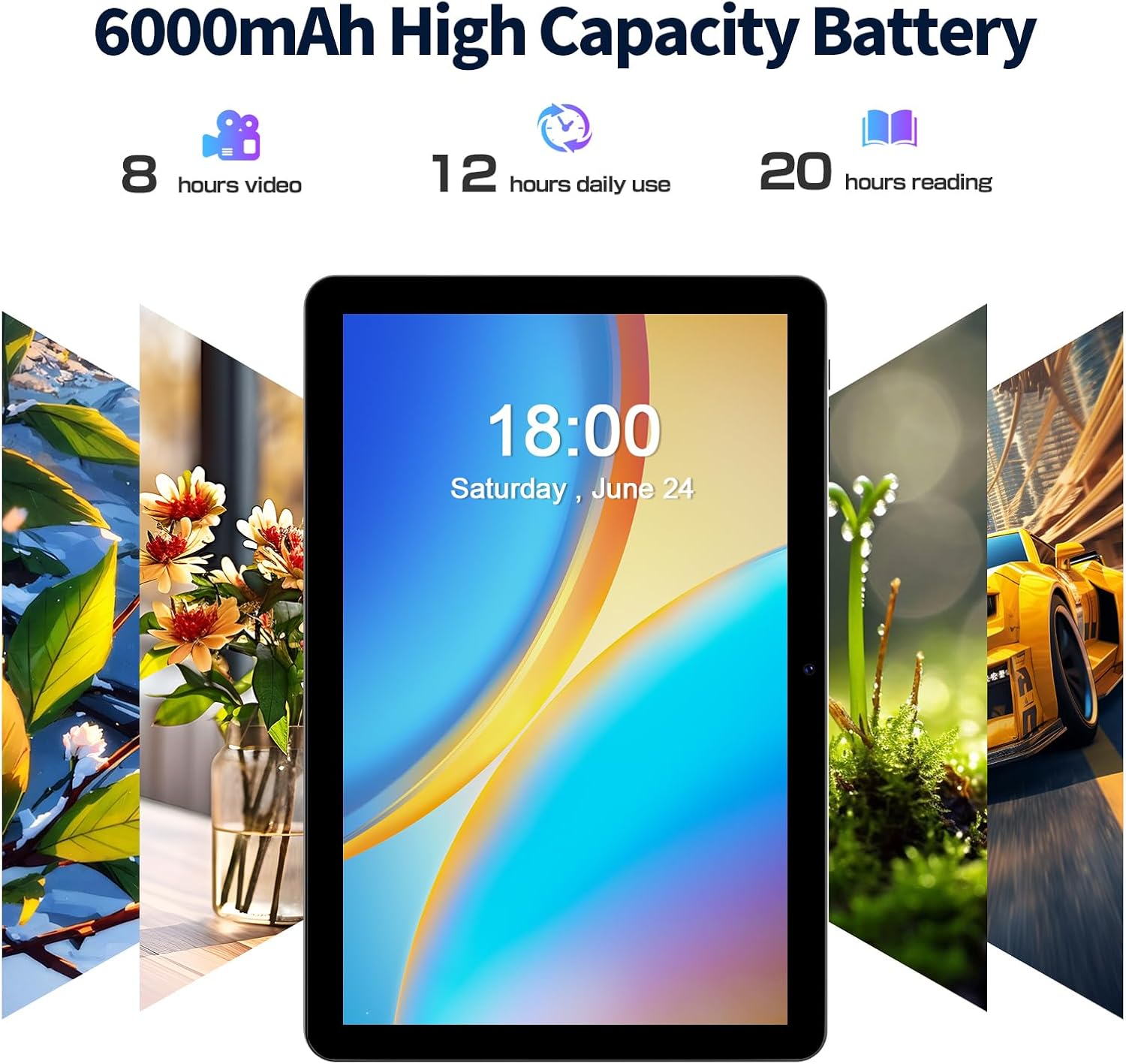 Vasoun Tablet 10 pollici Android 14, Bianco - immagine 5