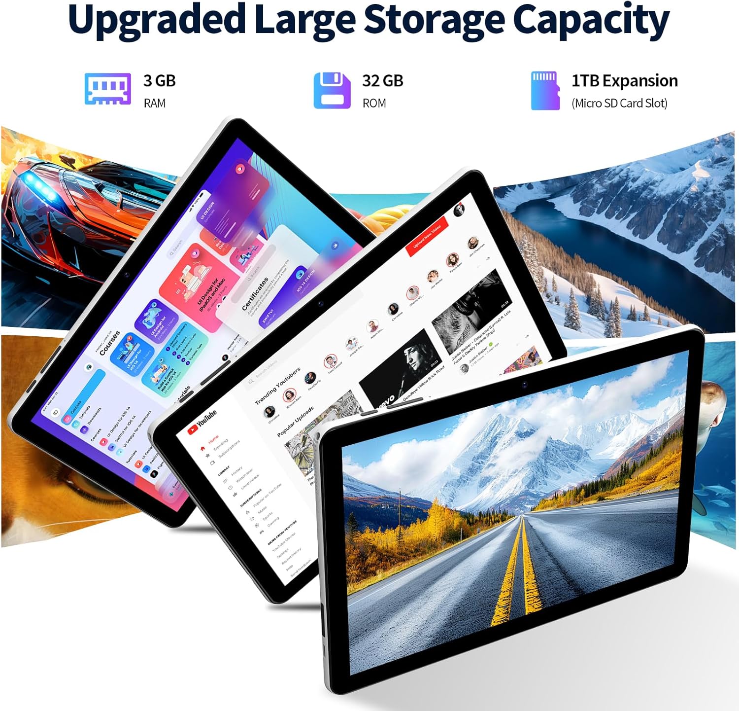 Vasoun Tablet 10 pollici Android 14, Bianco - immagine 6