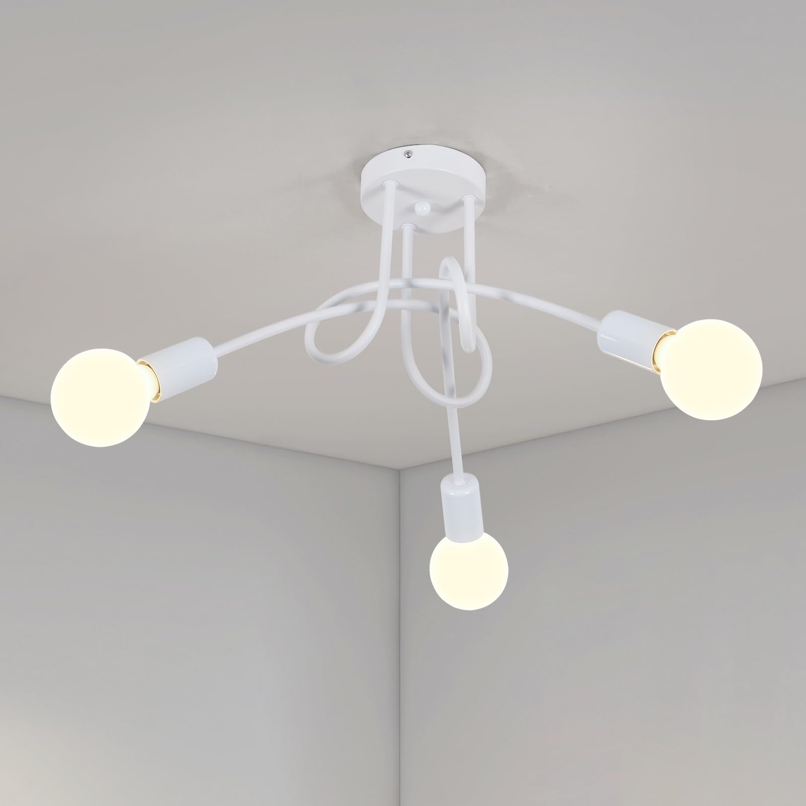 Riserva Lampadario Retrò Industriale 3 Luci E27, Bianco