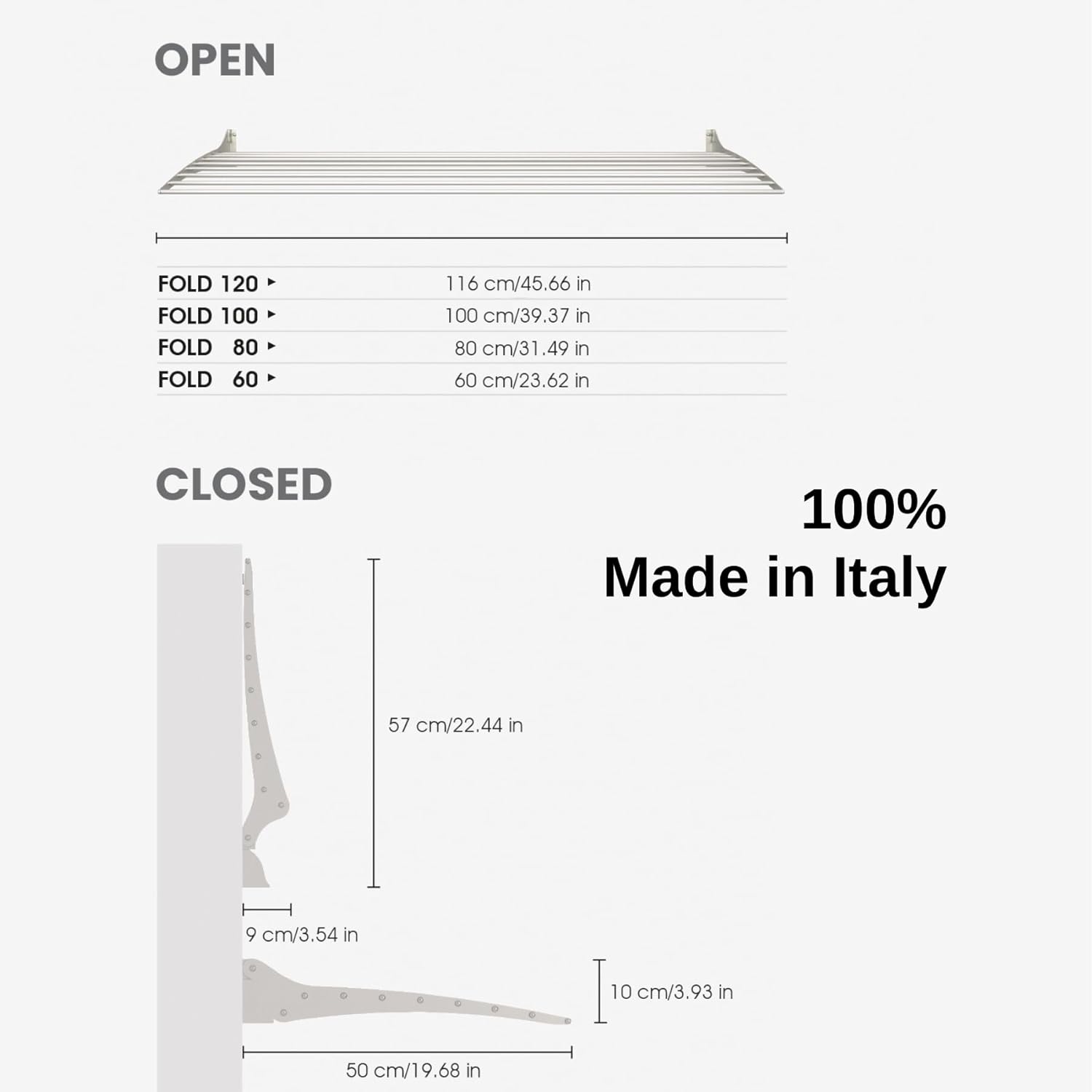 Foxydry Fold - Stendino da Parete Richiudibile 2x 80cm - immagine 4