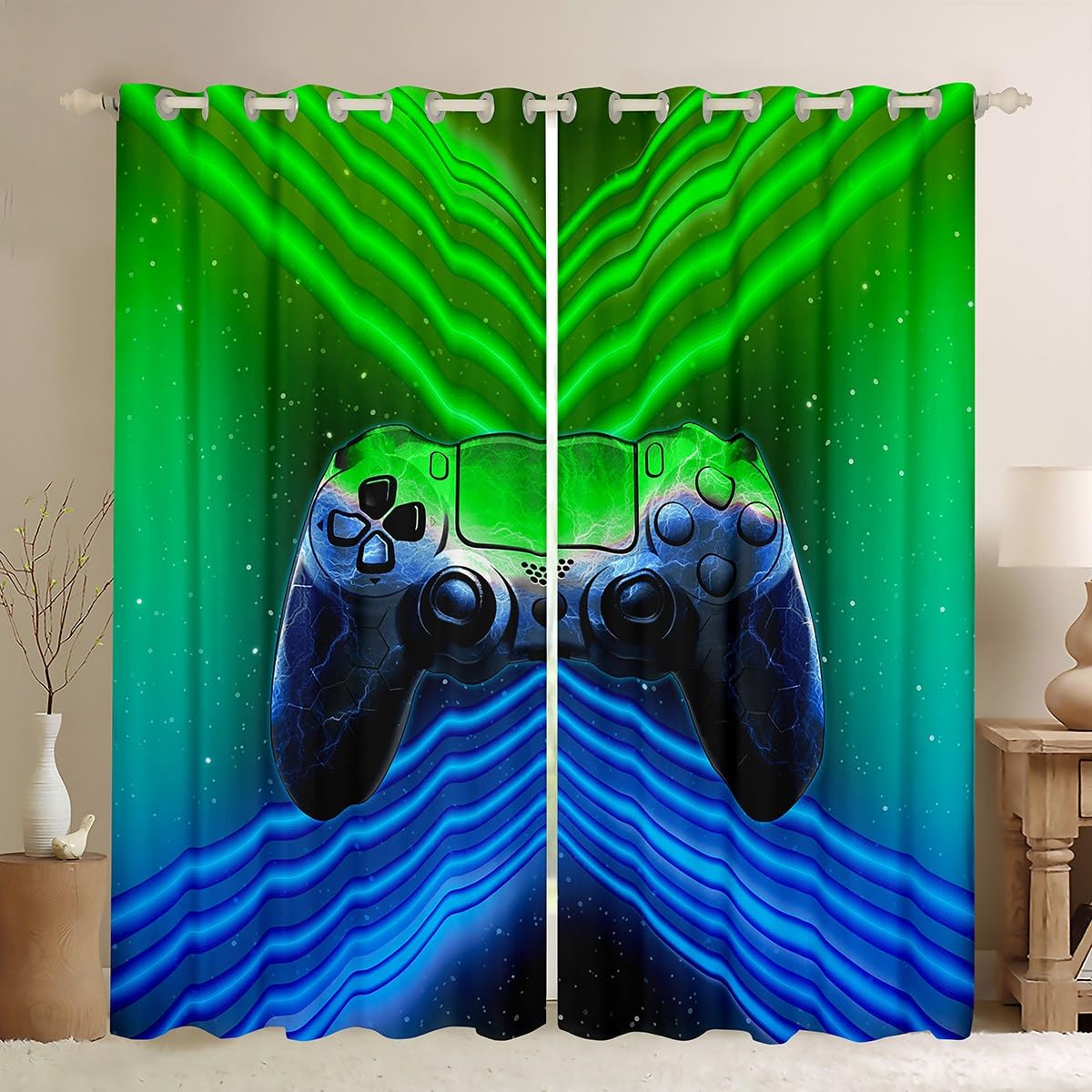 Tende Moderne per Bambini - Gamepad Verdi e Blu