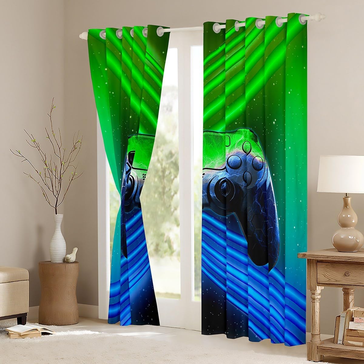 Tende Moderne per Bambini - Gamepad Verdi e Blu - immagine 3