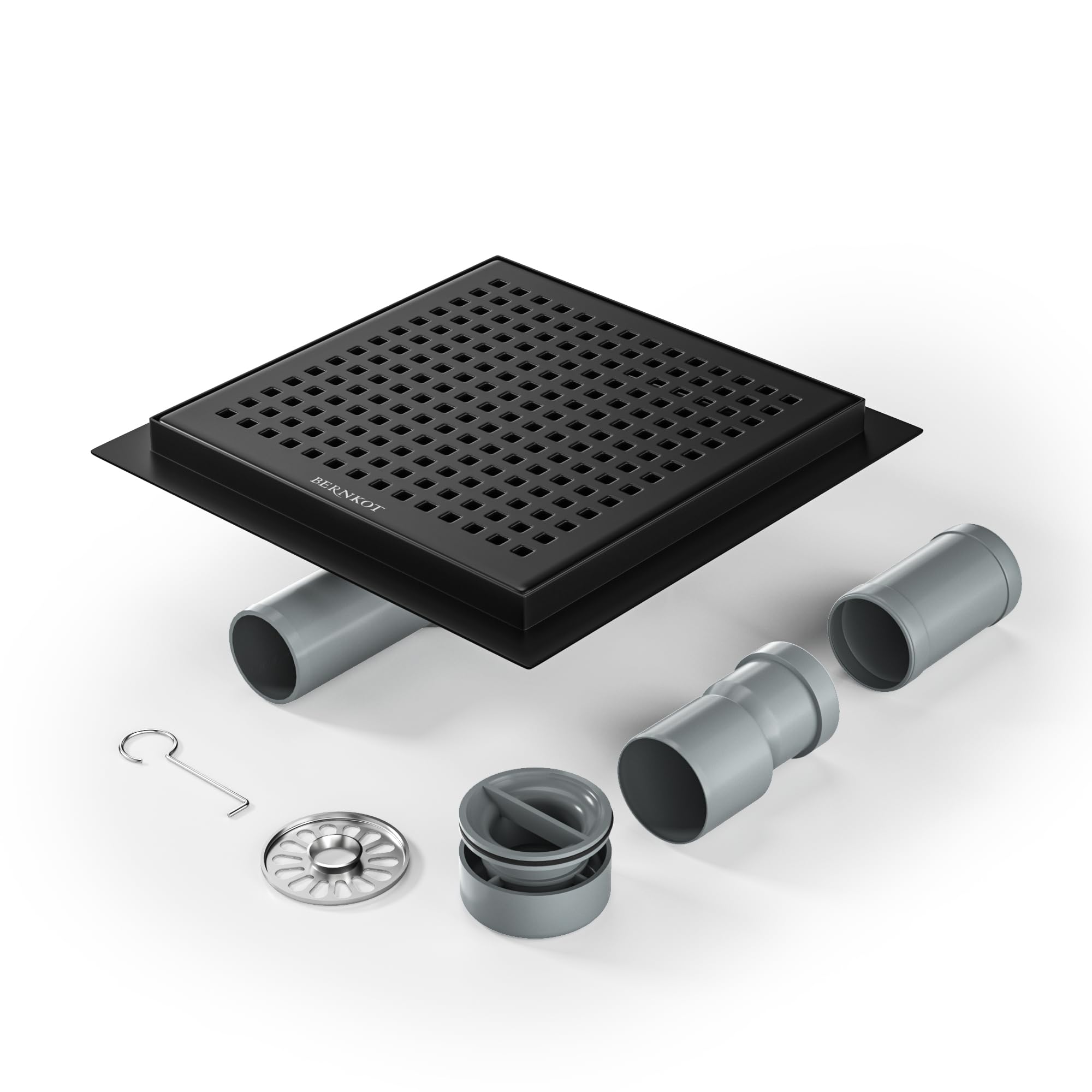 Bernkot Canalina Doccia Quadrata 20x20cm, Nera