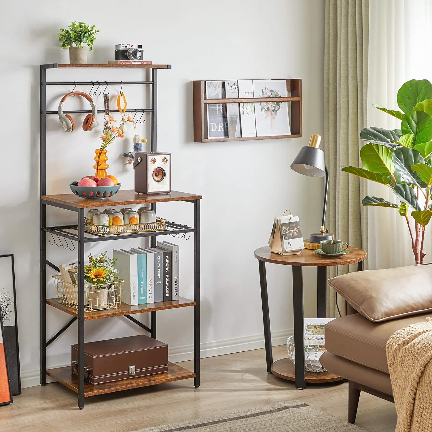 Ymyny Scaffale da Cucina 5 Livelli, Marrone Vintage - immagine 4