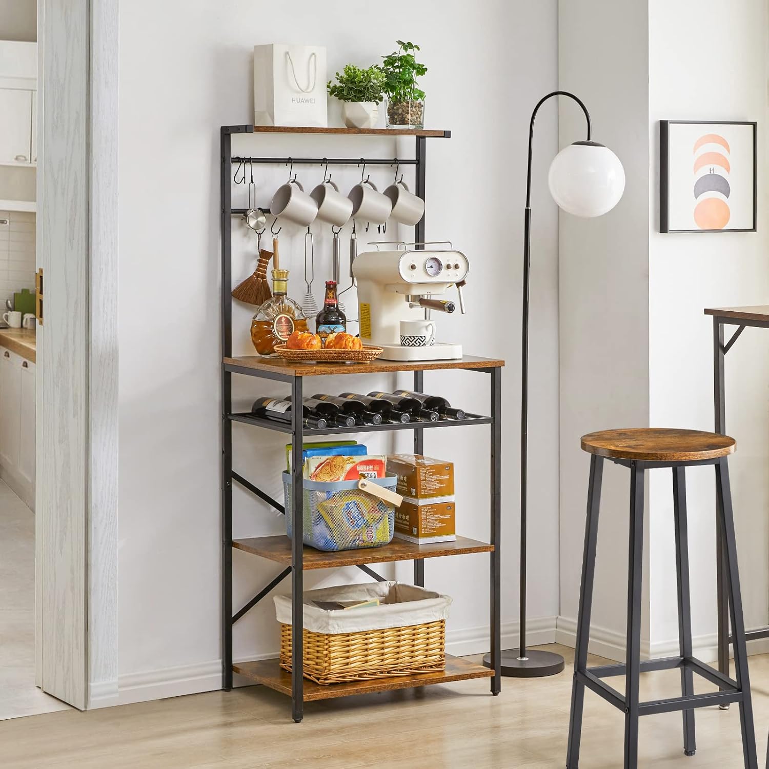 Ymyny Scaffale da Cucina 5 Livelli, Marrone Vintage - immagine 6