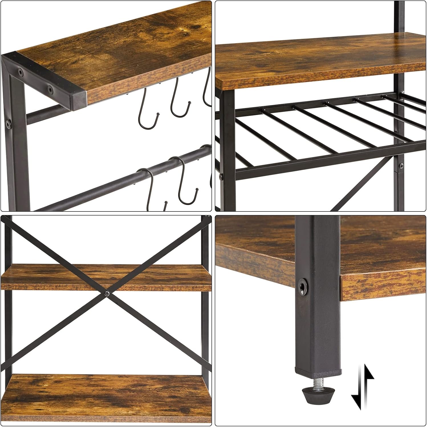 Ymyny Scaffale da Cucina 5 Livelli, Marrone Vintage - immagine 7