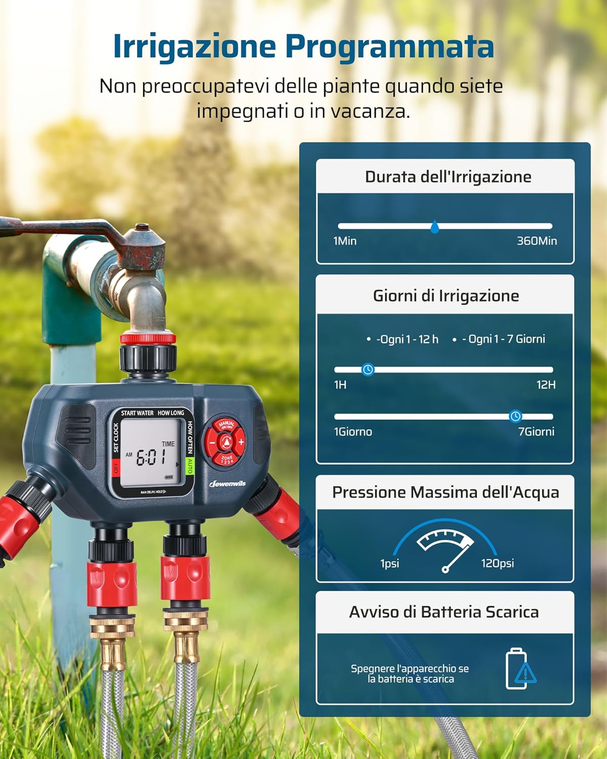 Centralina Irrigazione 4 Vie con Timer Automatico - immagine 2