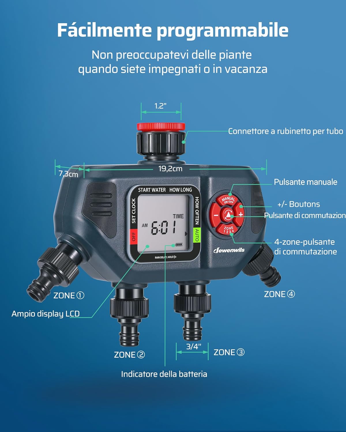 Centralina Irrigazione 4 Vie con Timer Automatico - immagine 8