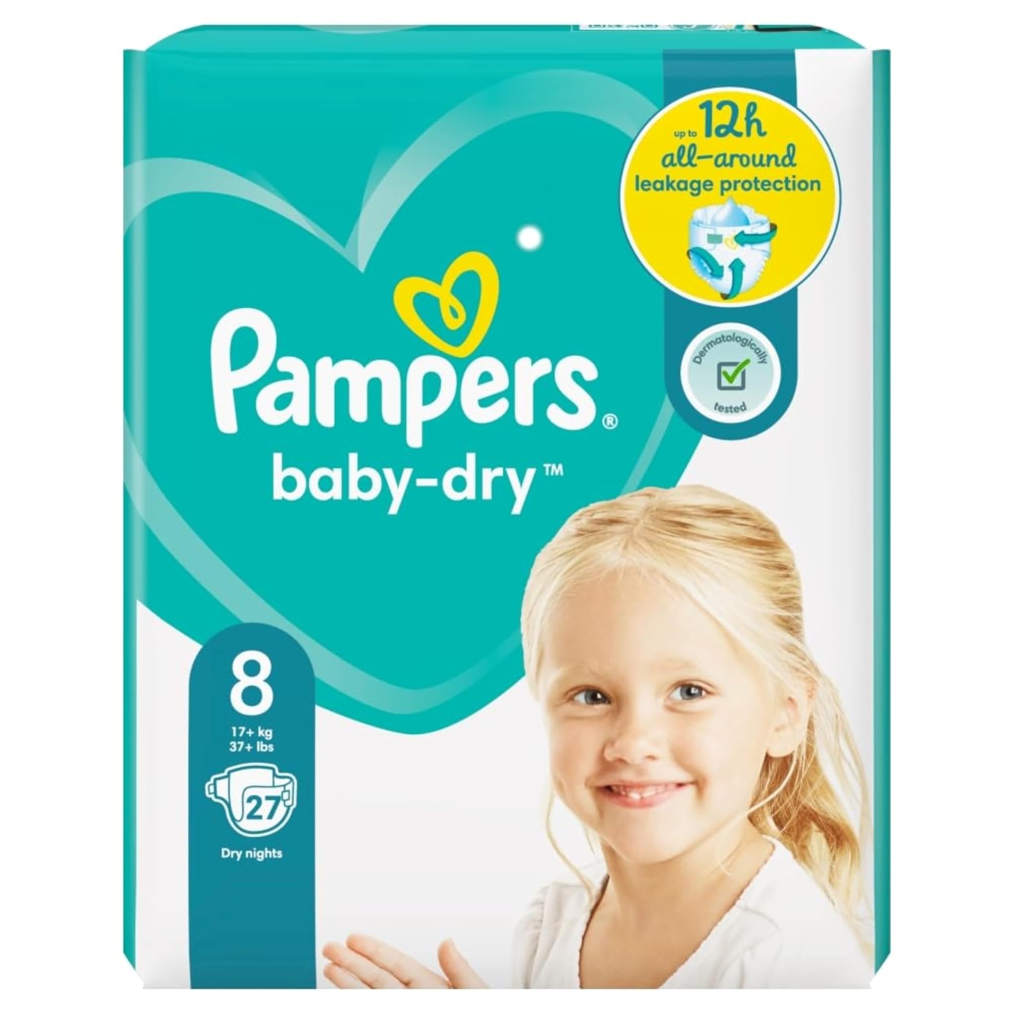 PAMPERS Baby Dry Size 8, 17+ kg, 27 strati