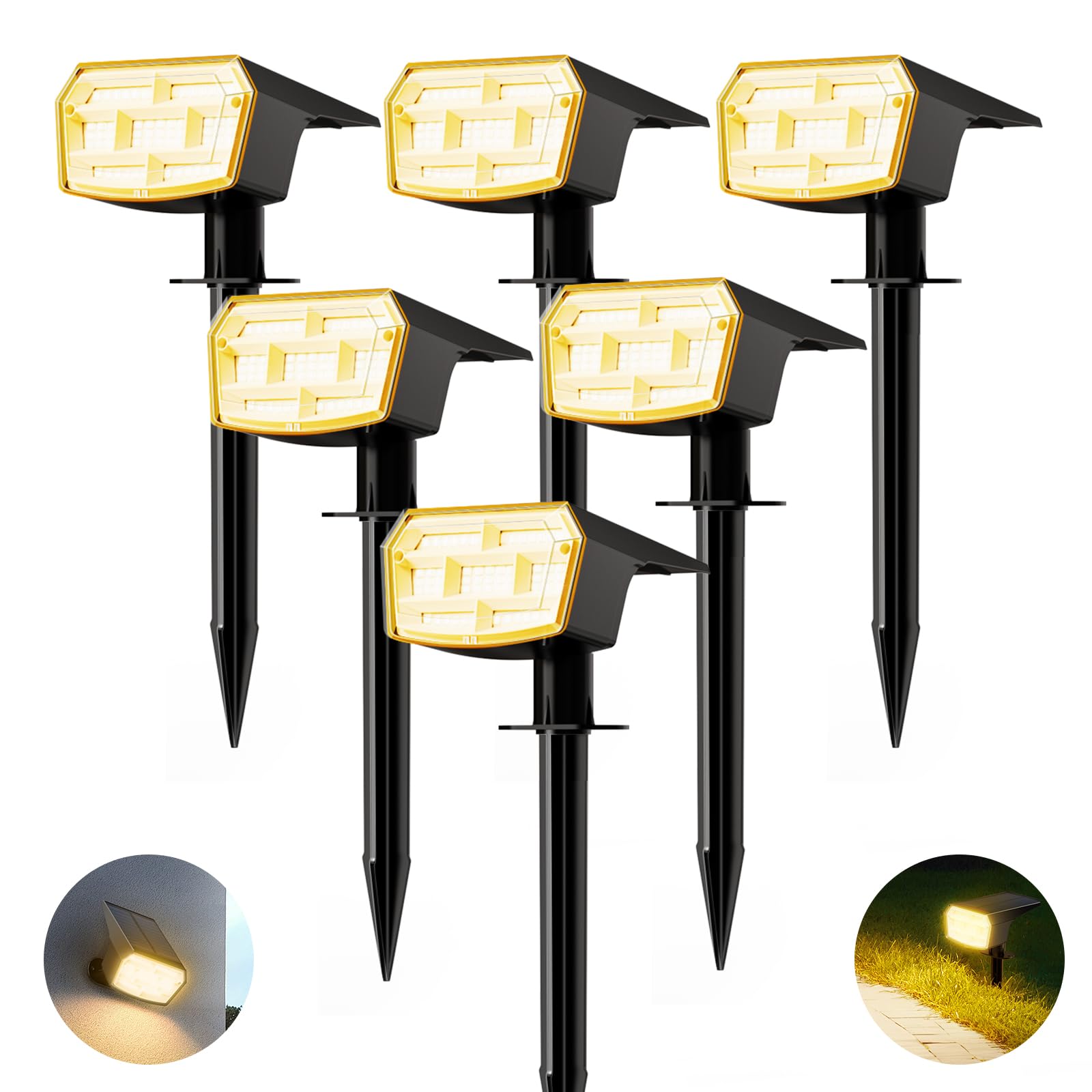 Hiboitec 59 Luci Solari a LED per Esterni 3000K, 6 Pezzi