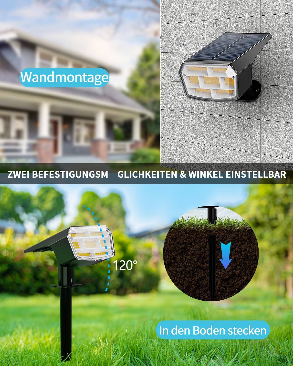 Hiboitec 59 Luci Solari a LED per Esterni 3000K, 6 Pezzi - immagine 4