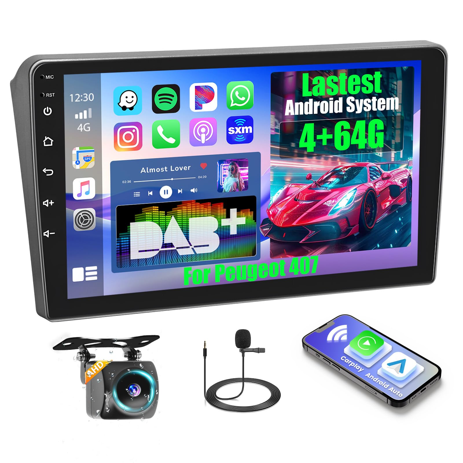 Autoradio Android 15 9" per Peugeot 407 2004-2011