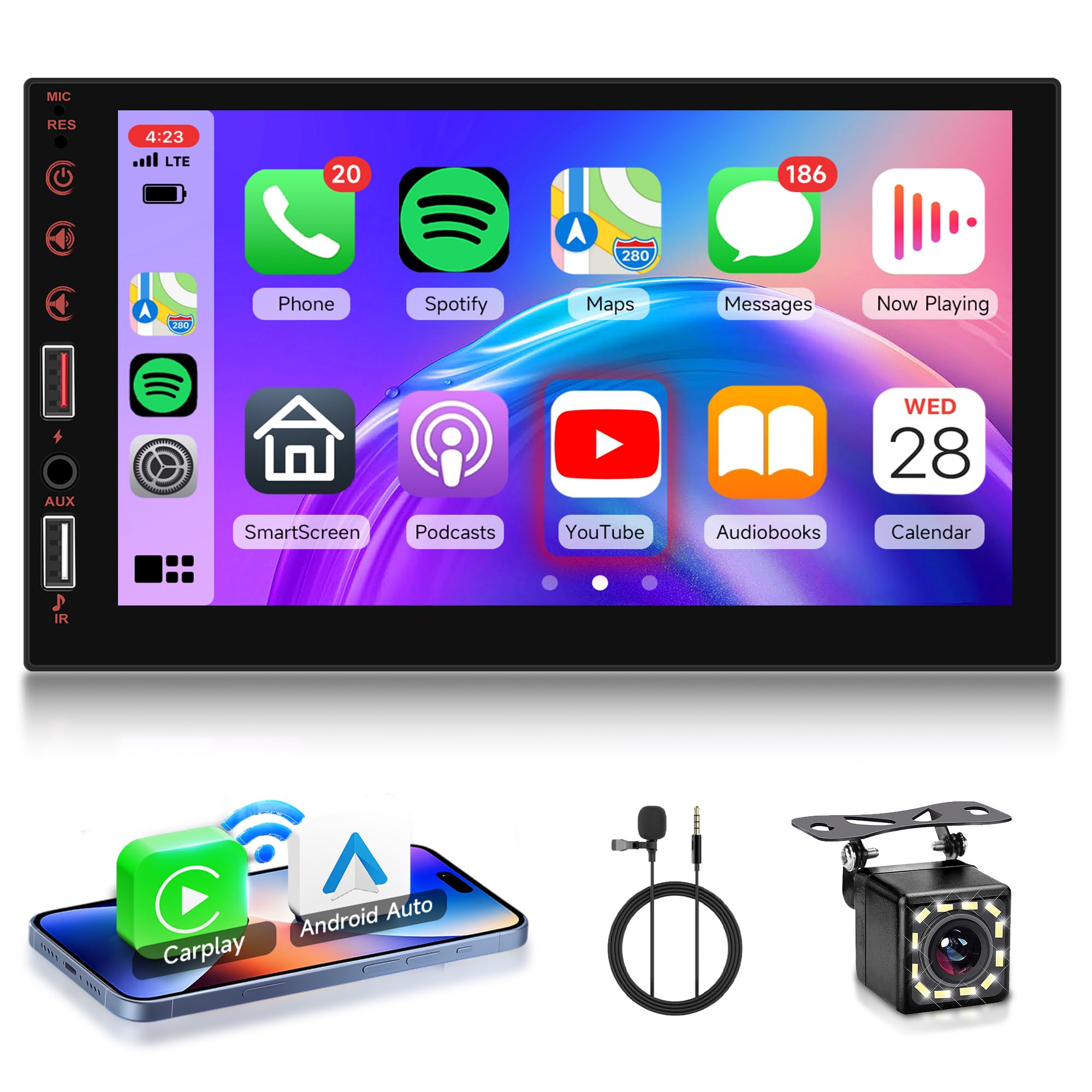 Wireless Carplay Autoradio 2 Din 7 Pollici Touchscreen